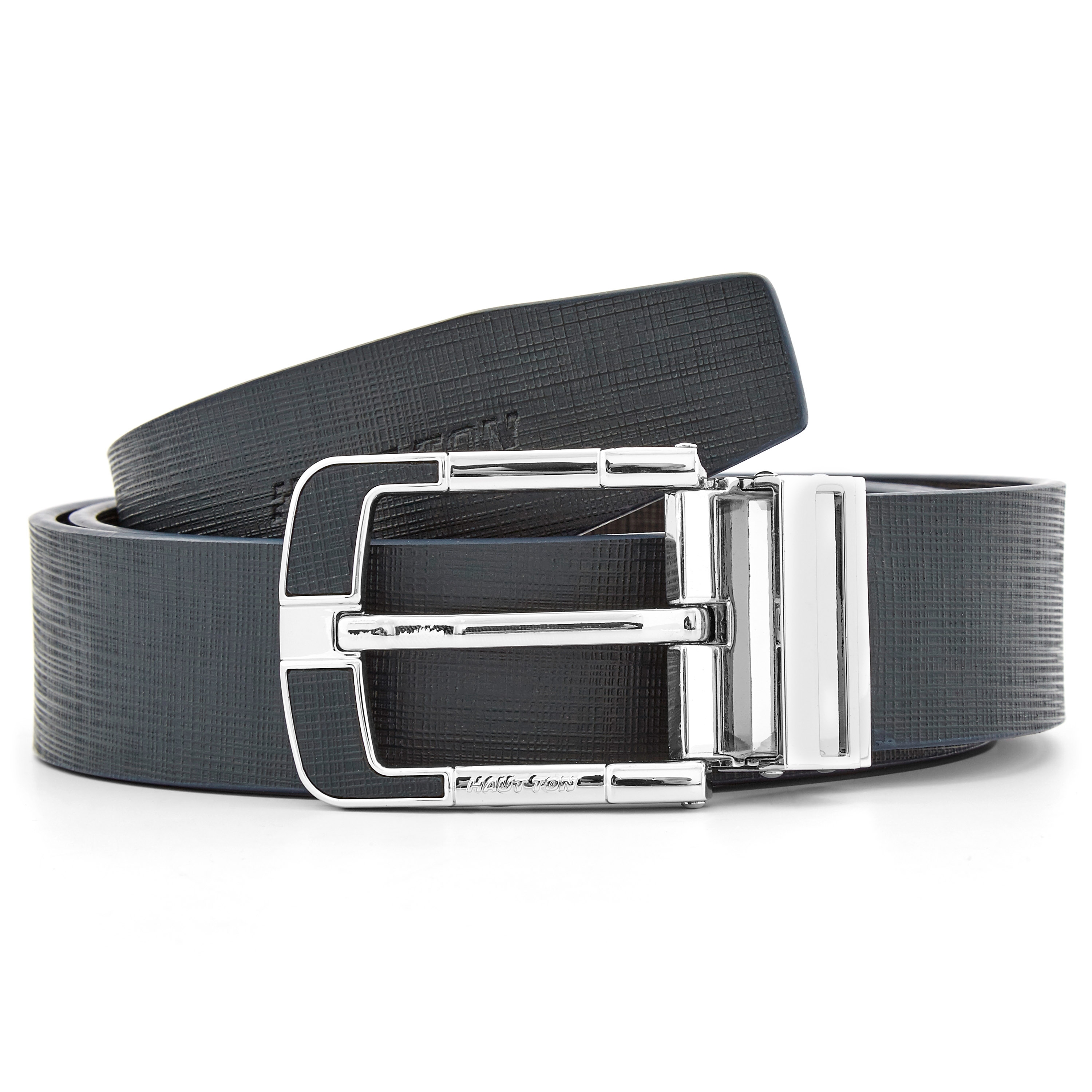 Blauw met Zilver Leren Riem - 1