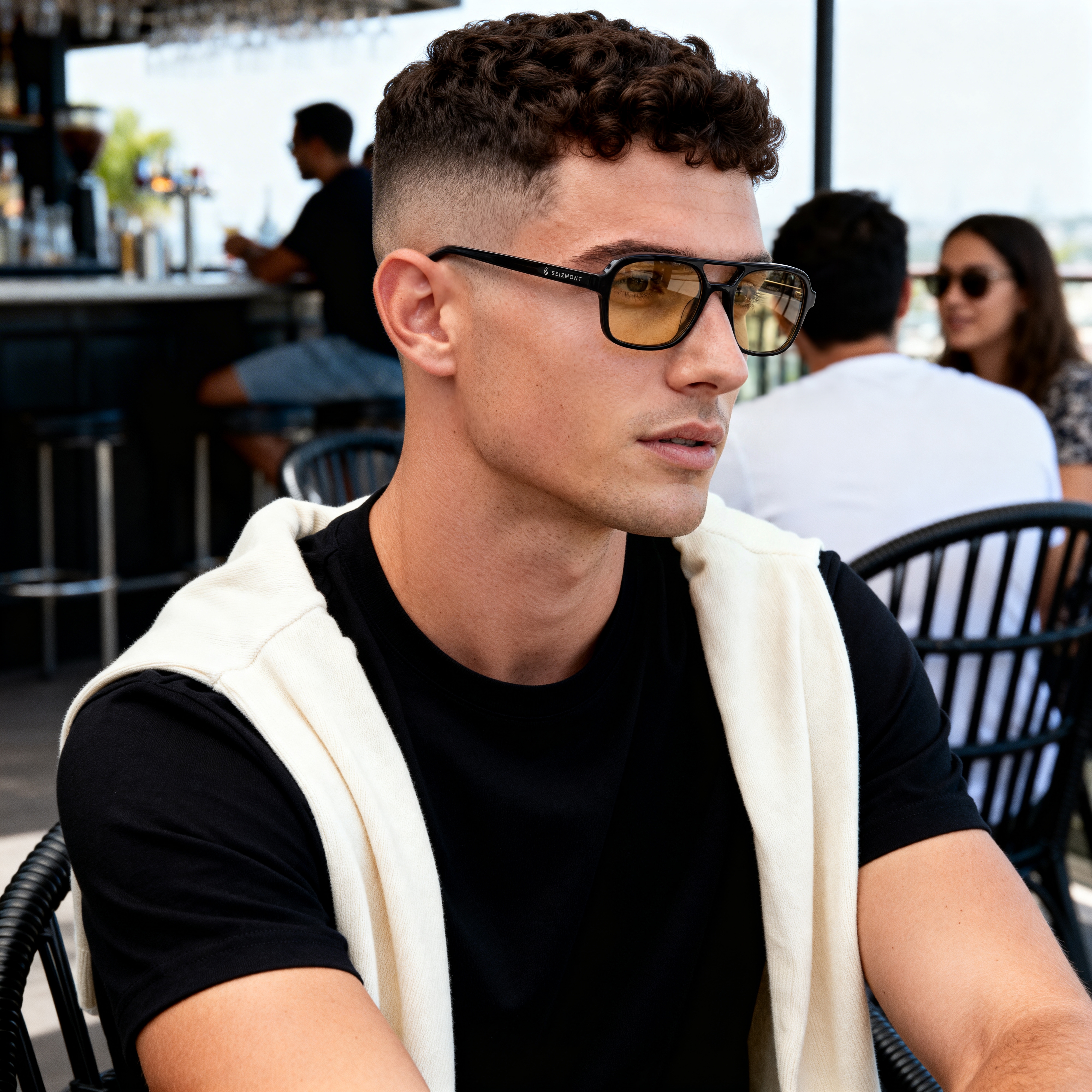 Spectrum | Smoky Black & Yellow Aviator Sunglasses - 4