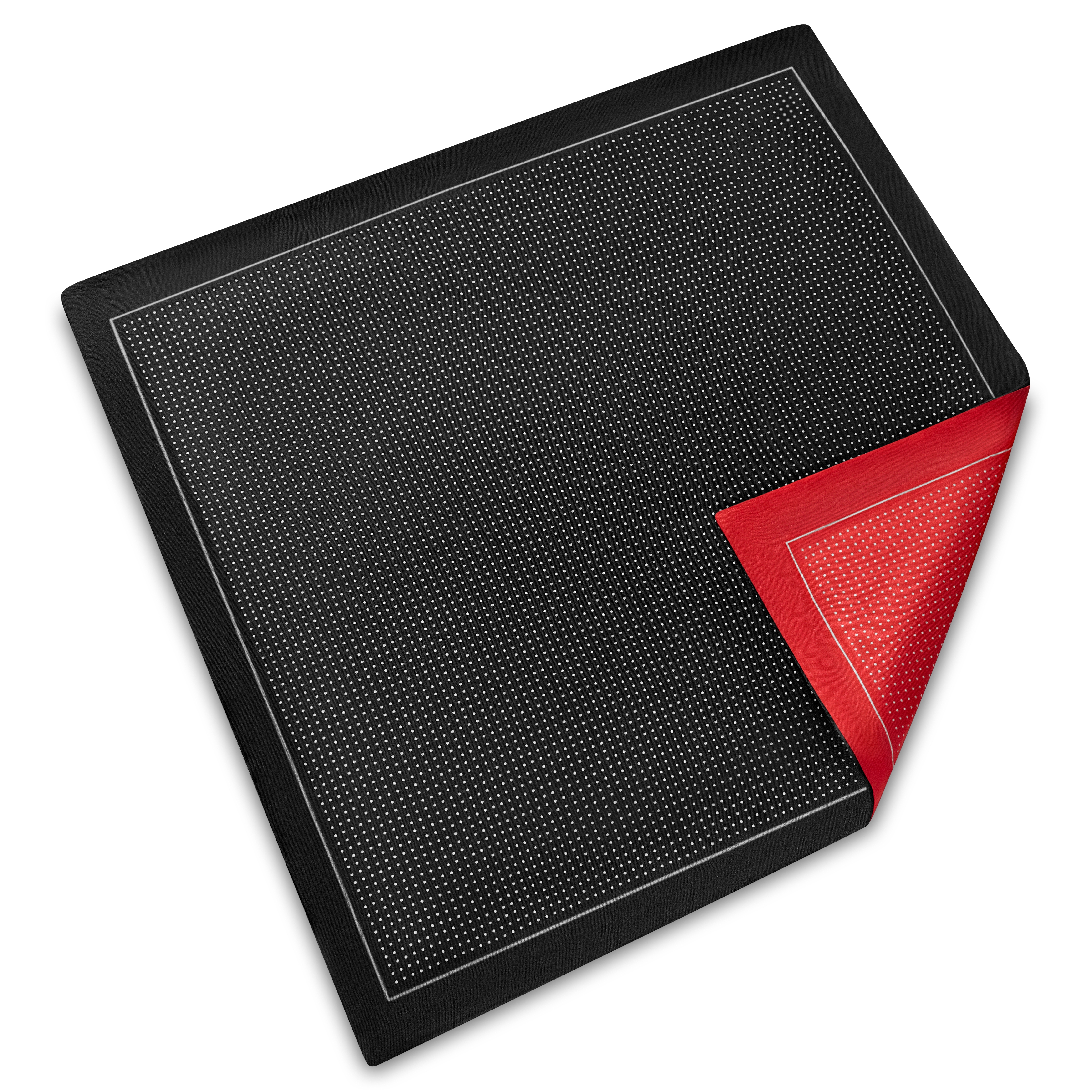 Elegio | Doppelseitiges schwarz-rot gepunktetes Einstecktuch aus Seide - 3