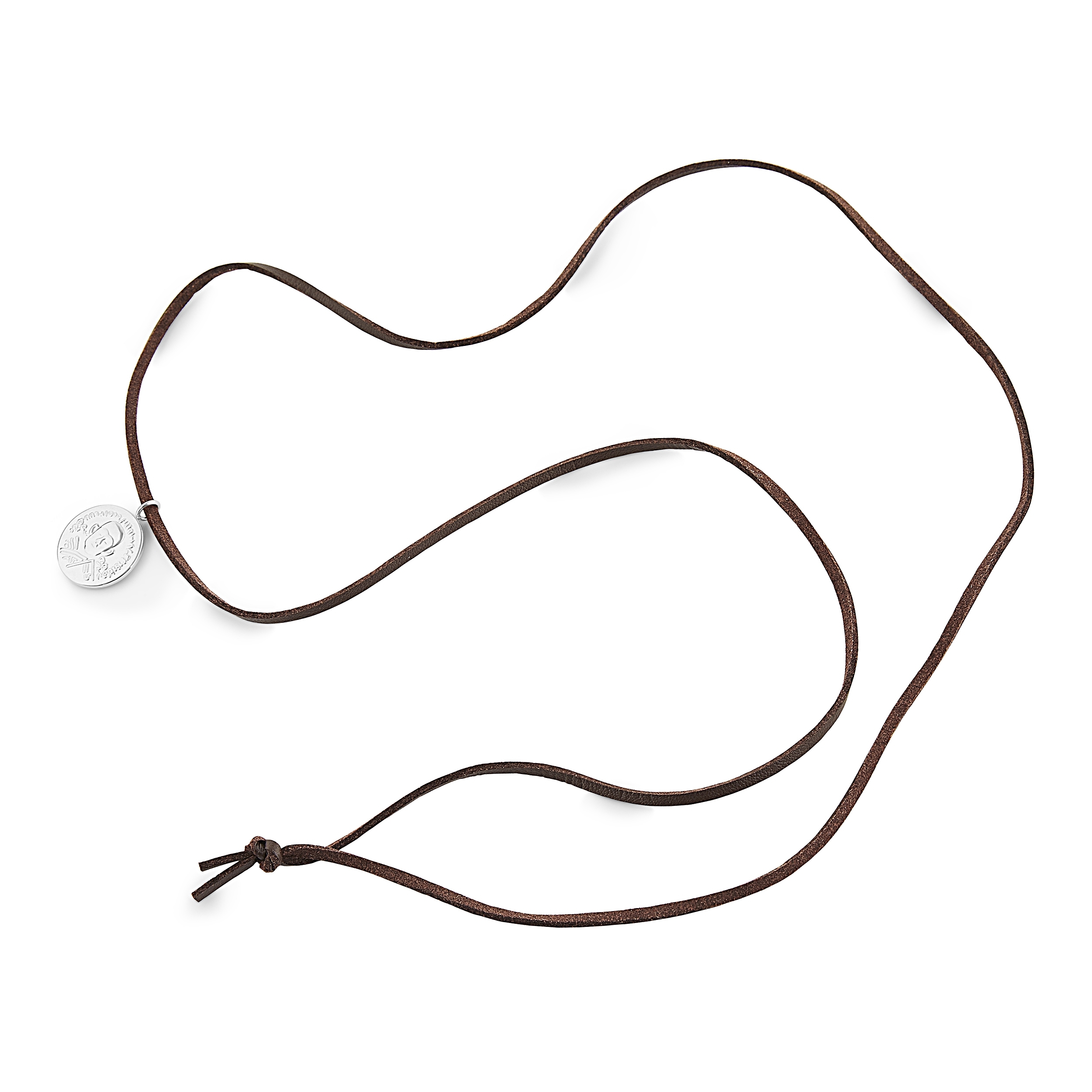 Zilverkleurige Leren Hindoestaanse Iconic Ketting - 3