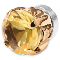 Златиста магнитна обица с жълт кристал