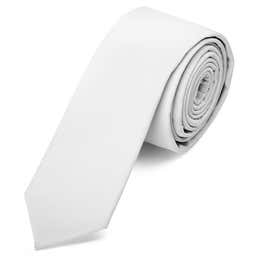 Λευκή Faux Δερμάτινη Γραβάτα Skinny 
