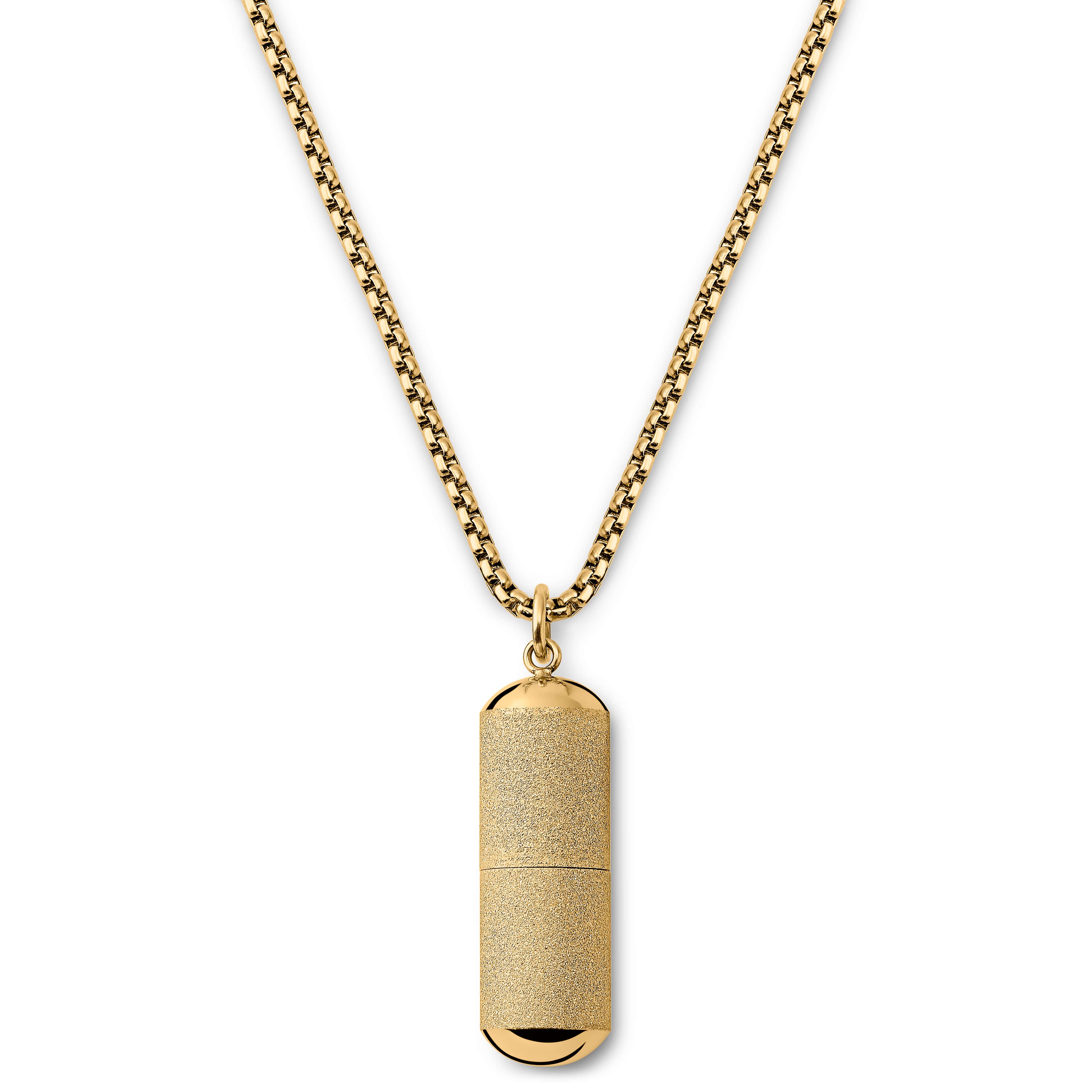 Egan | Limitovaná edícia - náhrdelník s príveskom v tvare kapsuly v matnej zlatej farbe 