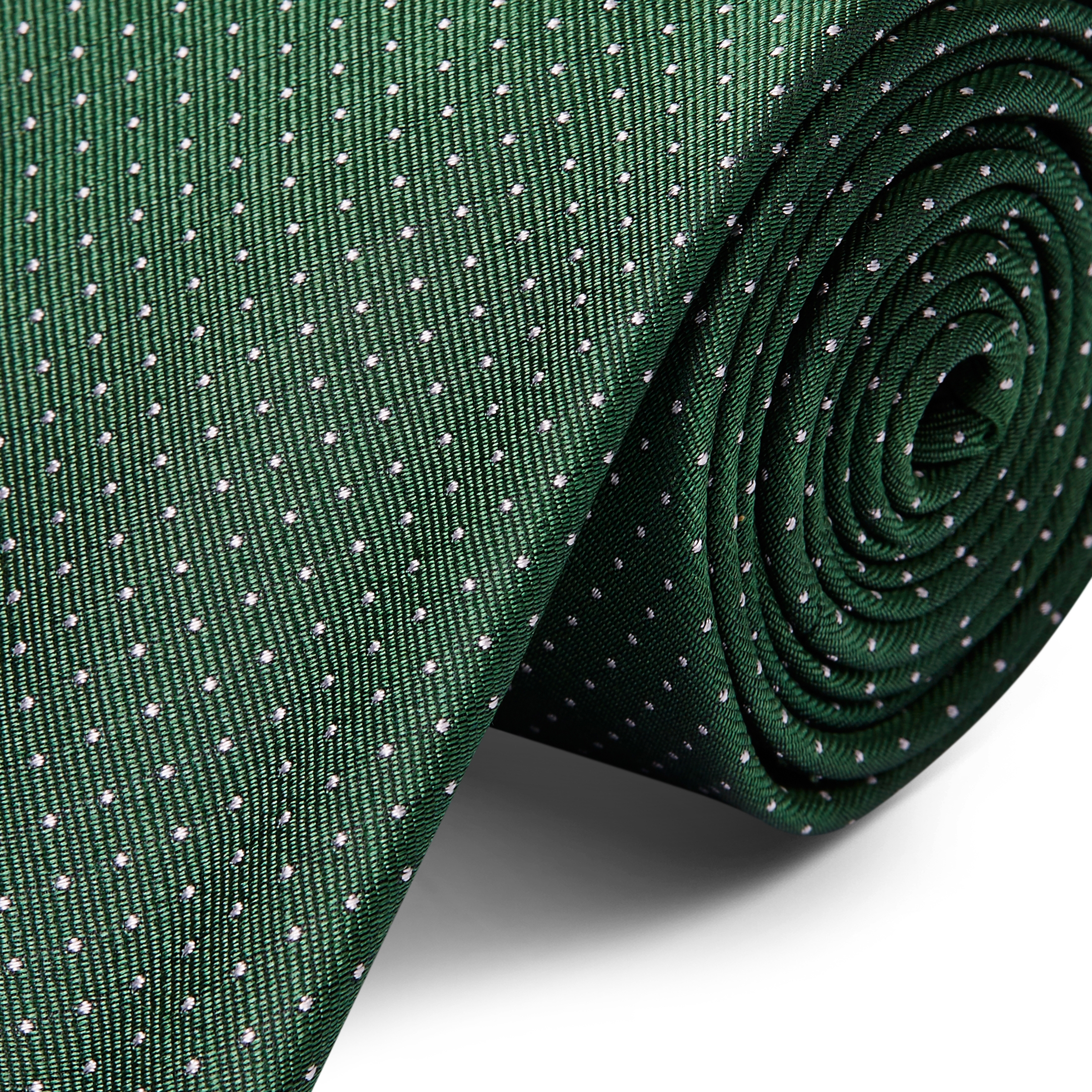 Green Polka Dot Silk 8cm Tie - 2