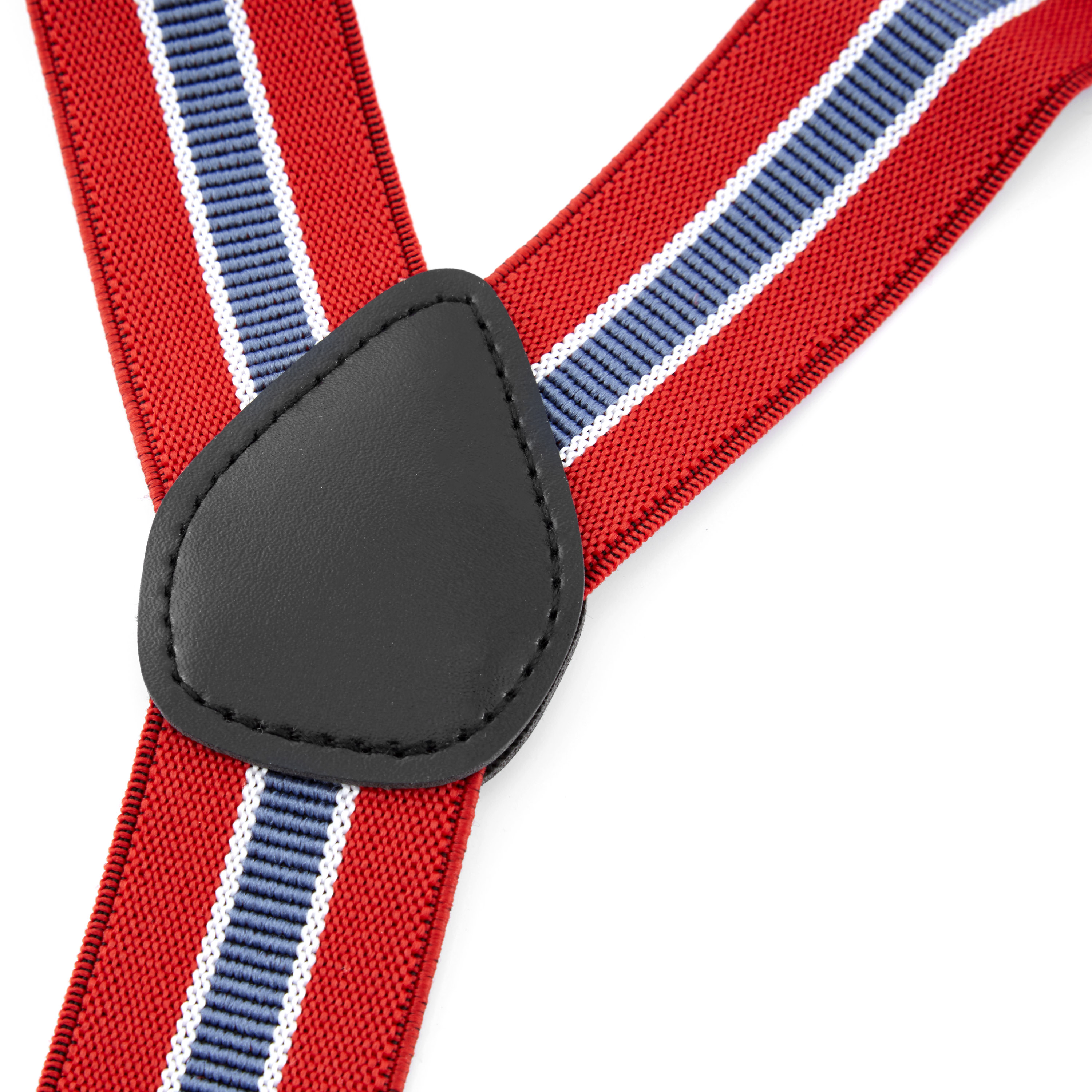 Hosenträger Mit Genähtem Muster In Rot Weiß Blau  - 3