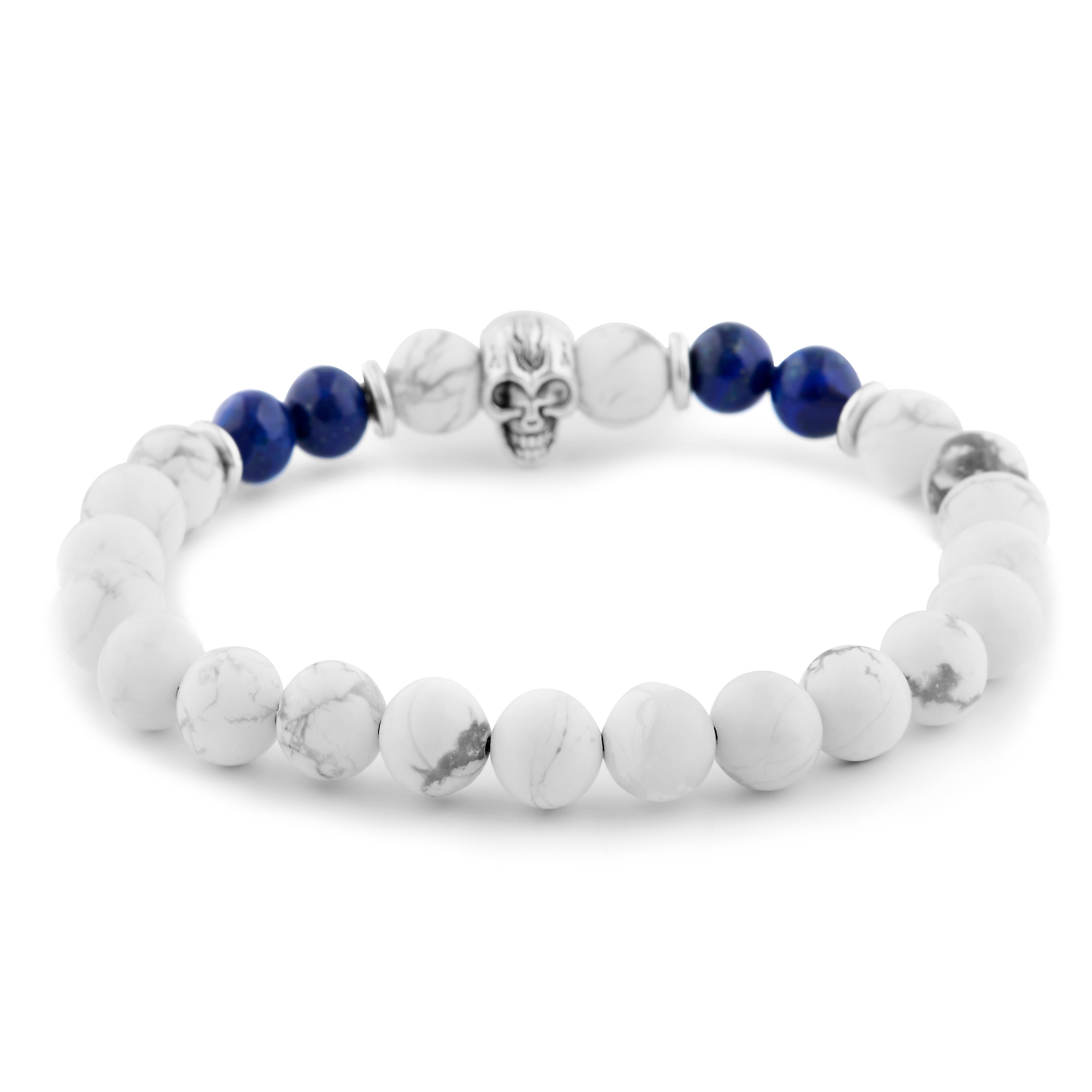White Silver-Tone Skull Bracelet - 2