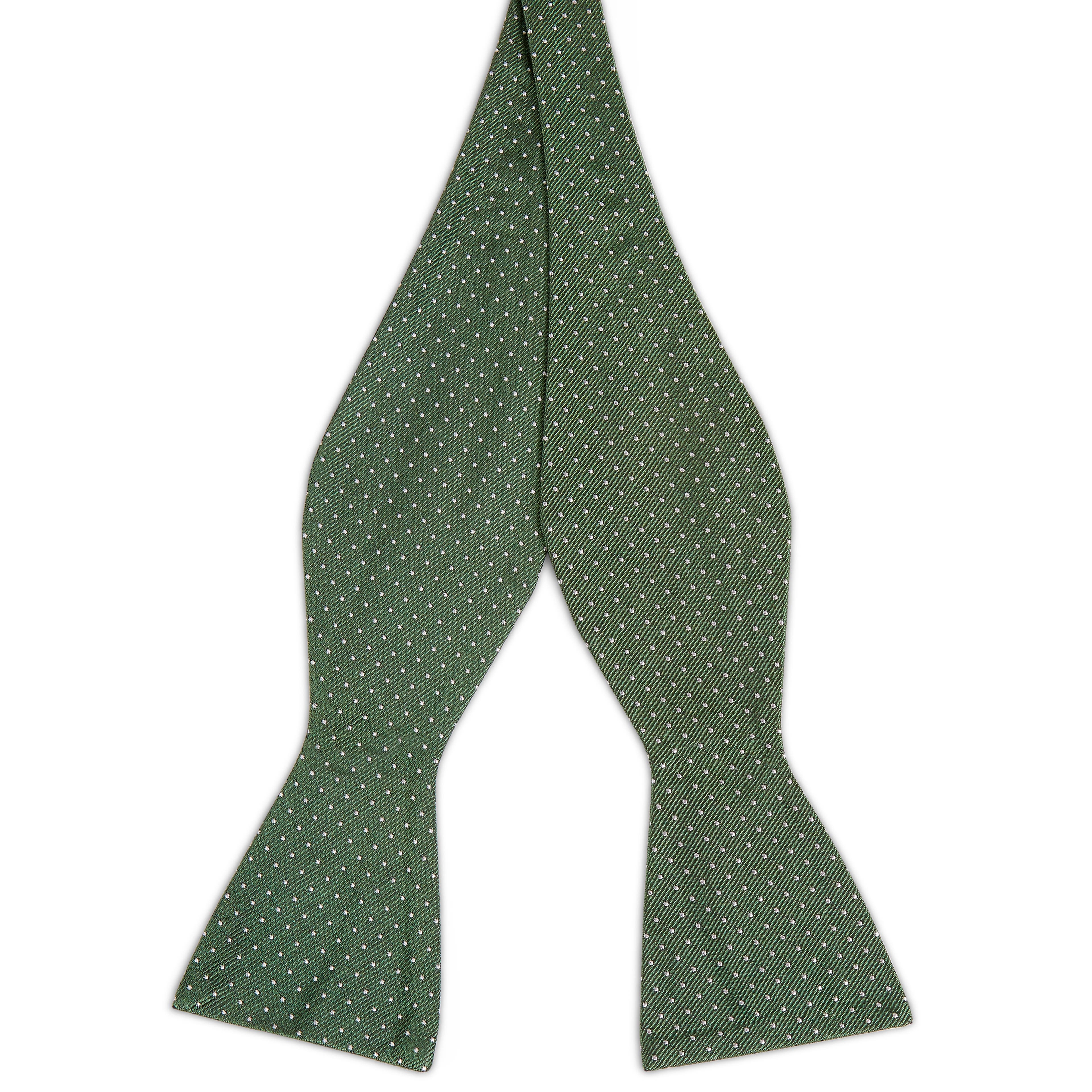 Papion self-tie din mătase verde cu picățele
