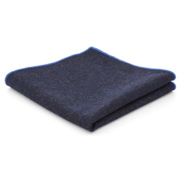 Navy Blue Handmade Wool Pocket Square