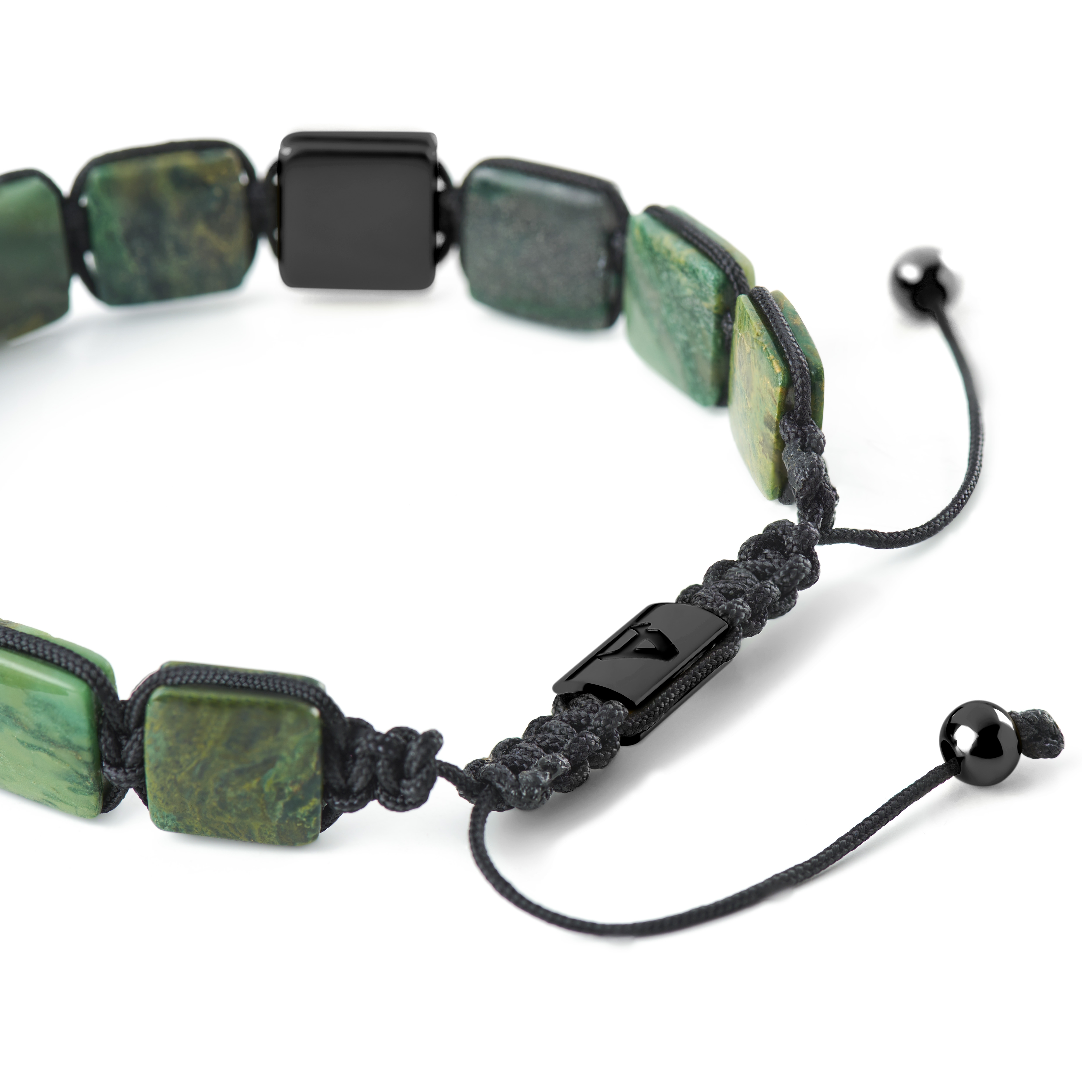 Elysian | Sort Grøn Tigerøje Flad Perle Armbånd - 3