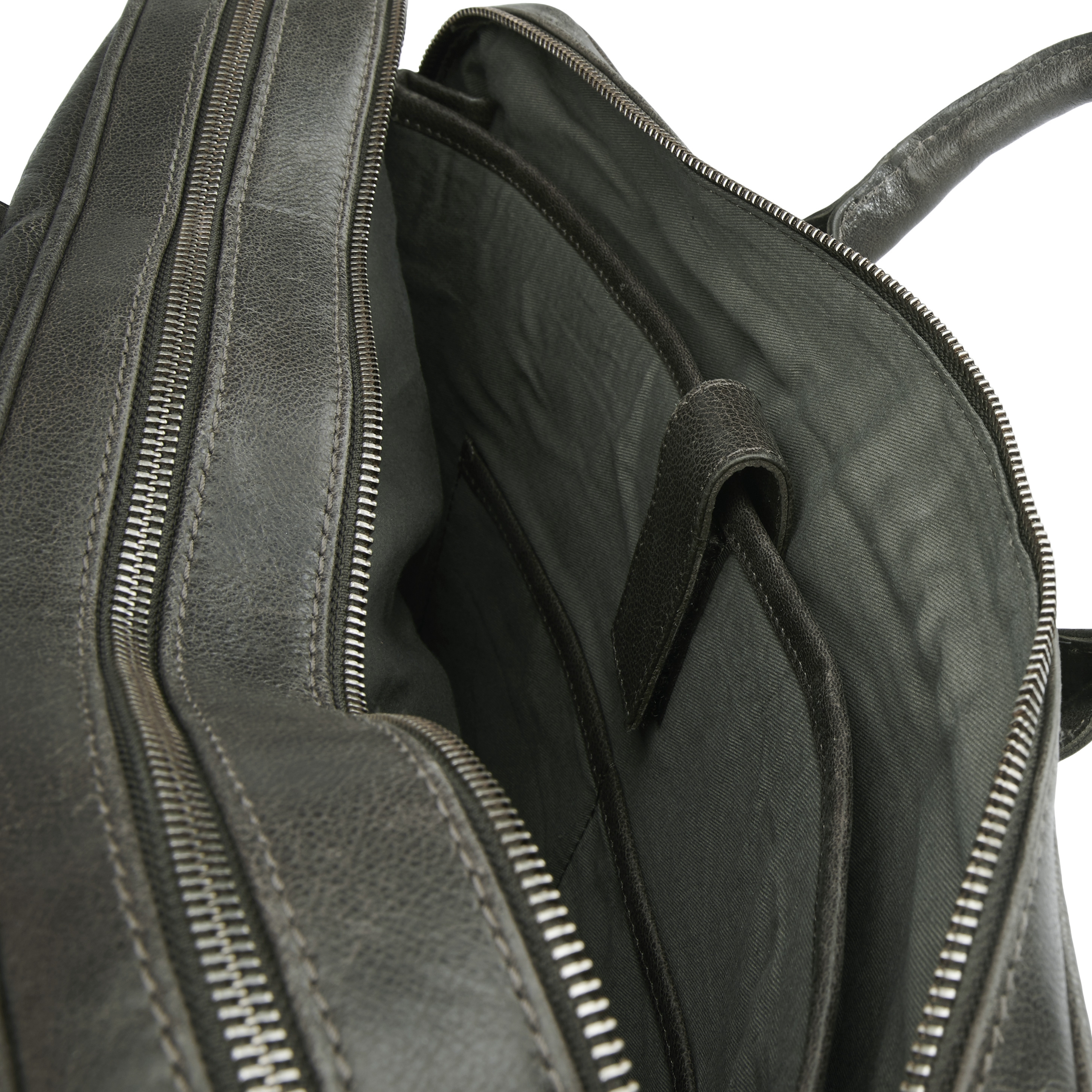 Licio Executive Braungraue Ledertasche Mit Doppel Reißverschluss - 12
