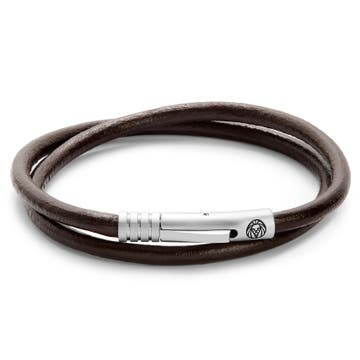 Men's Square Braided Leather Wrap Bracelet, Light Tan Brown M 7.75 Inches