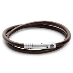 Collins | Simple Brown Leather Wrap Around Cord Bracelet