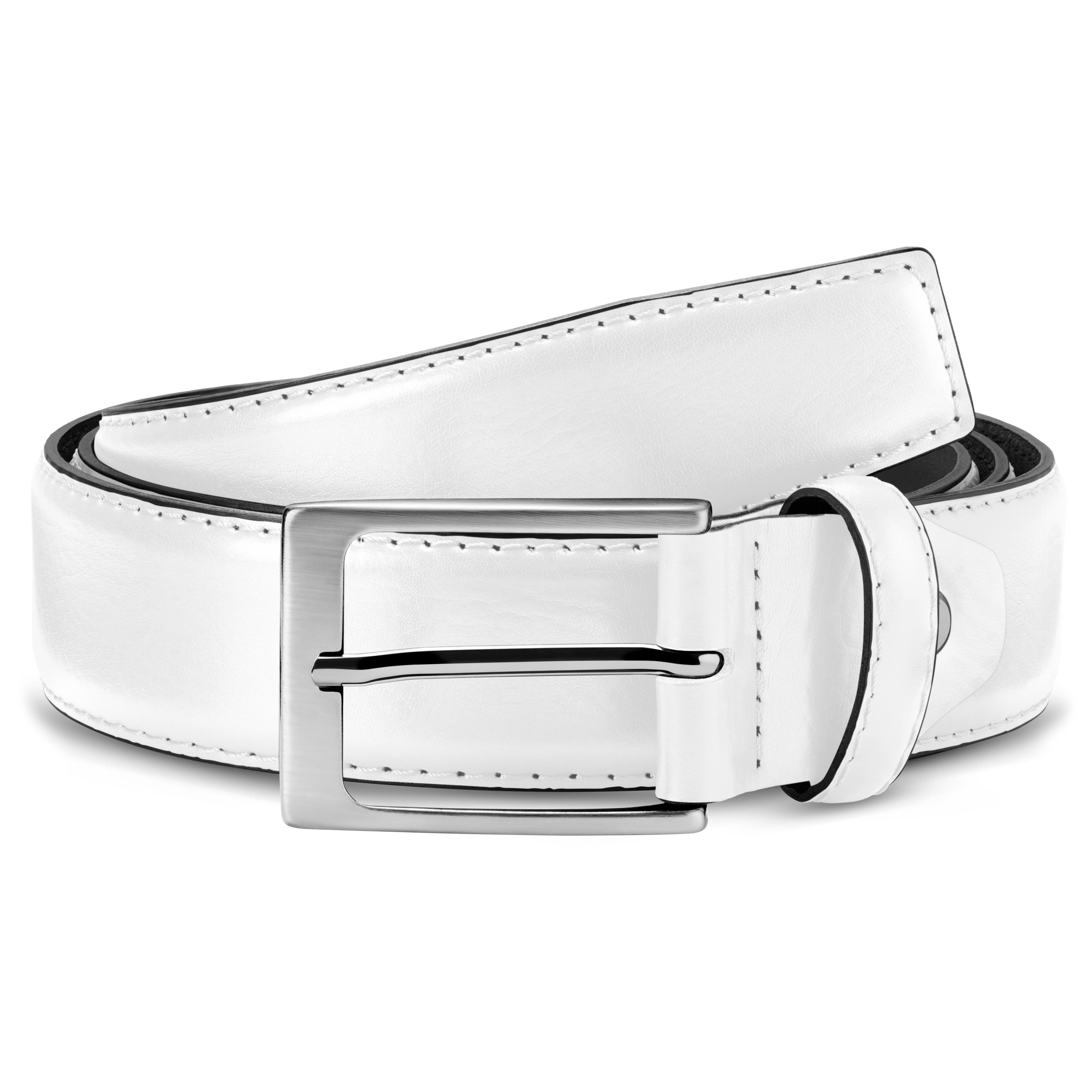 Homer White Leather Belt
