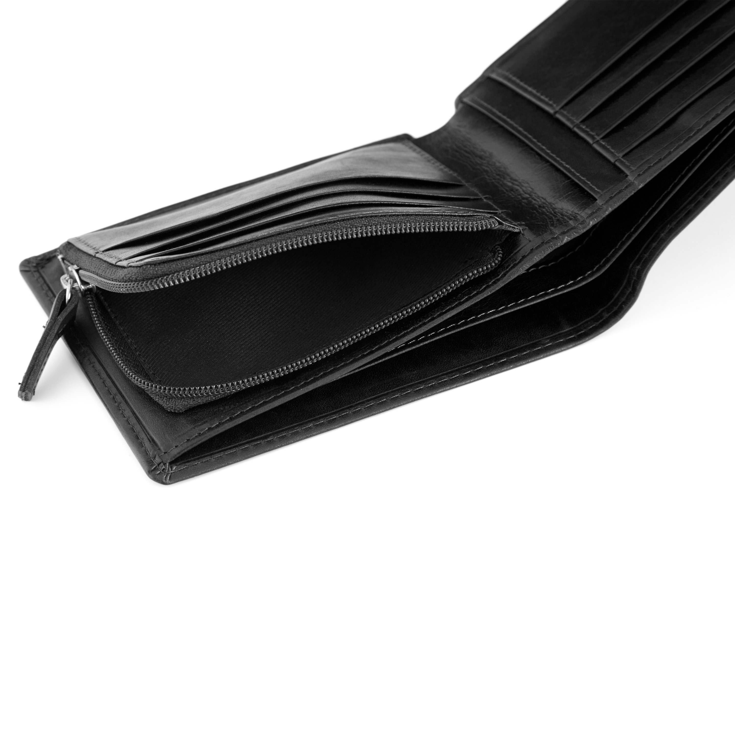 Cartera de piel negra Jasper con cremallera interior - 7