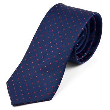 Classic Navy Blue & Red Dotted Polyester Tie