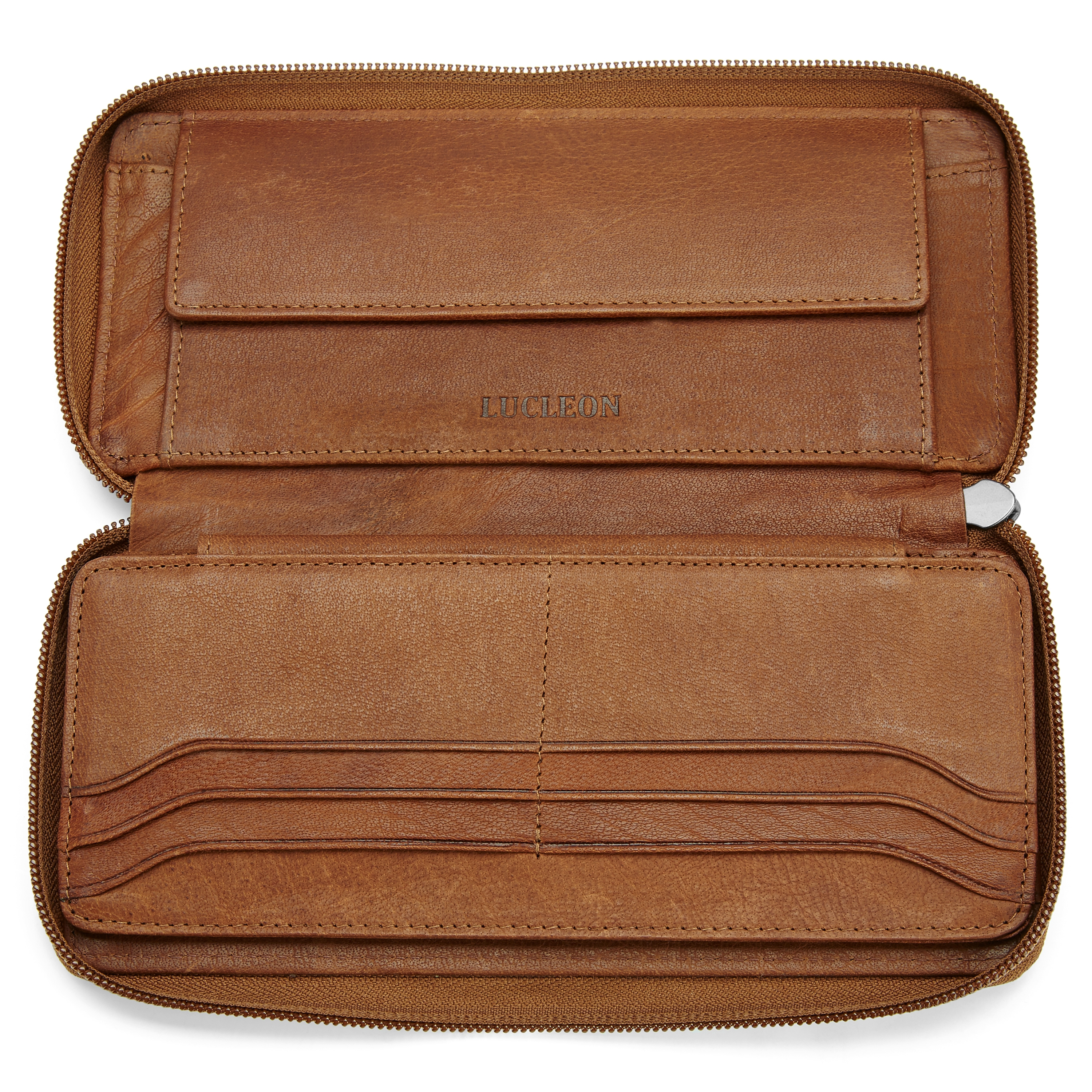  Cartera grande y clásica de cuero canela Oxford - 2