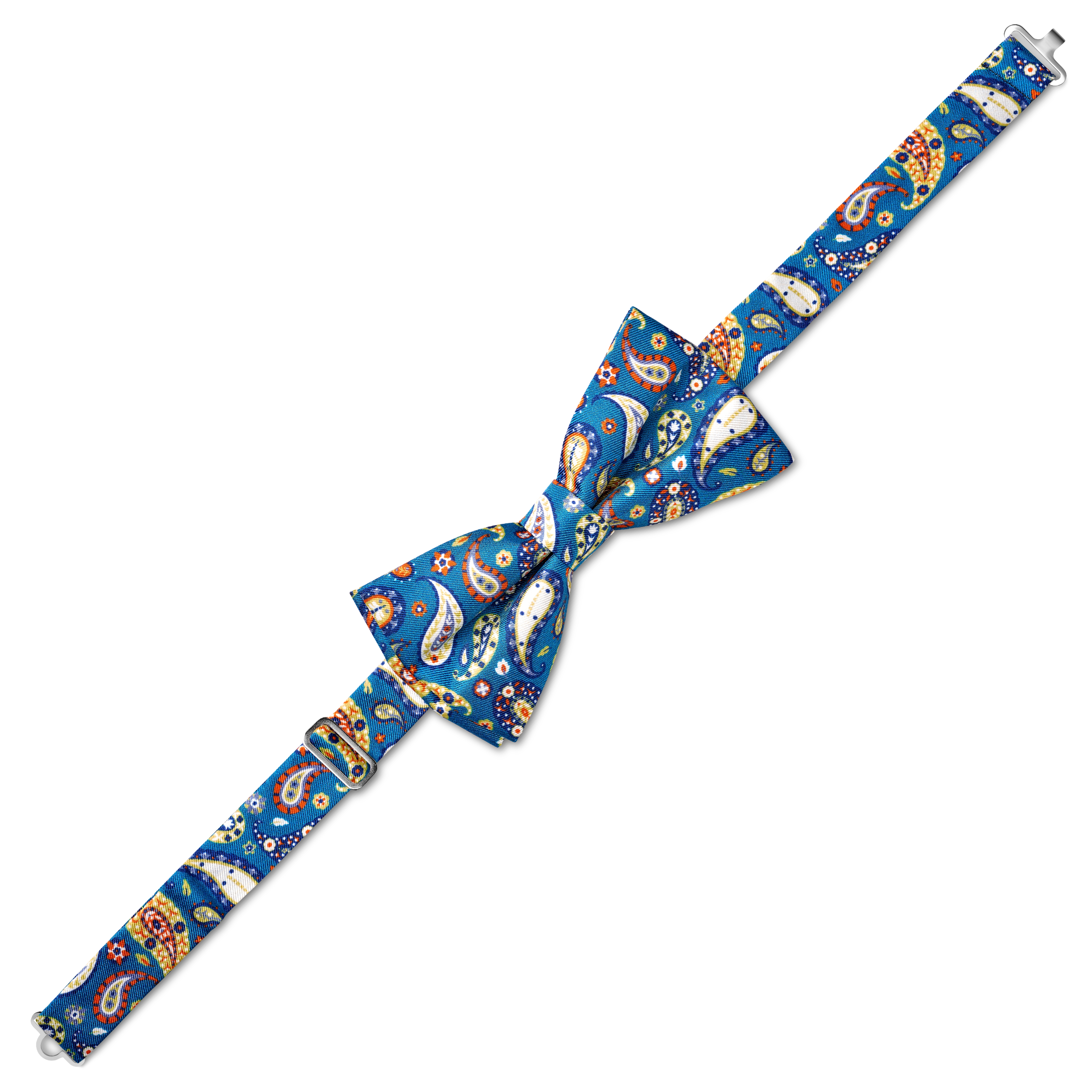 Virtuo | Blue and Yellow Paisley Silk Pre-tied Bow Tie - 2