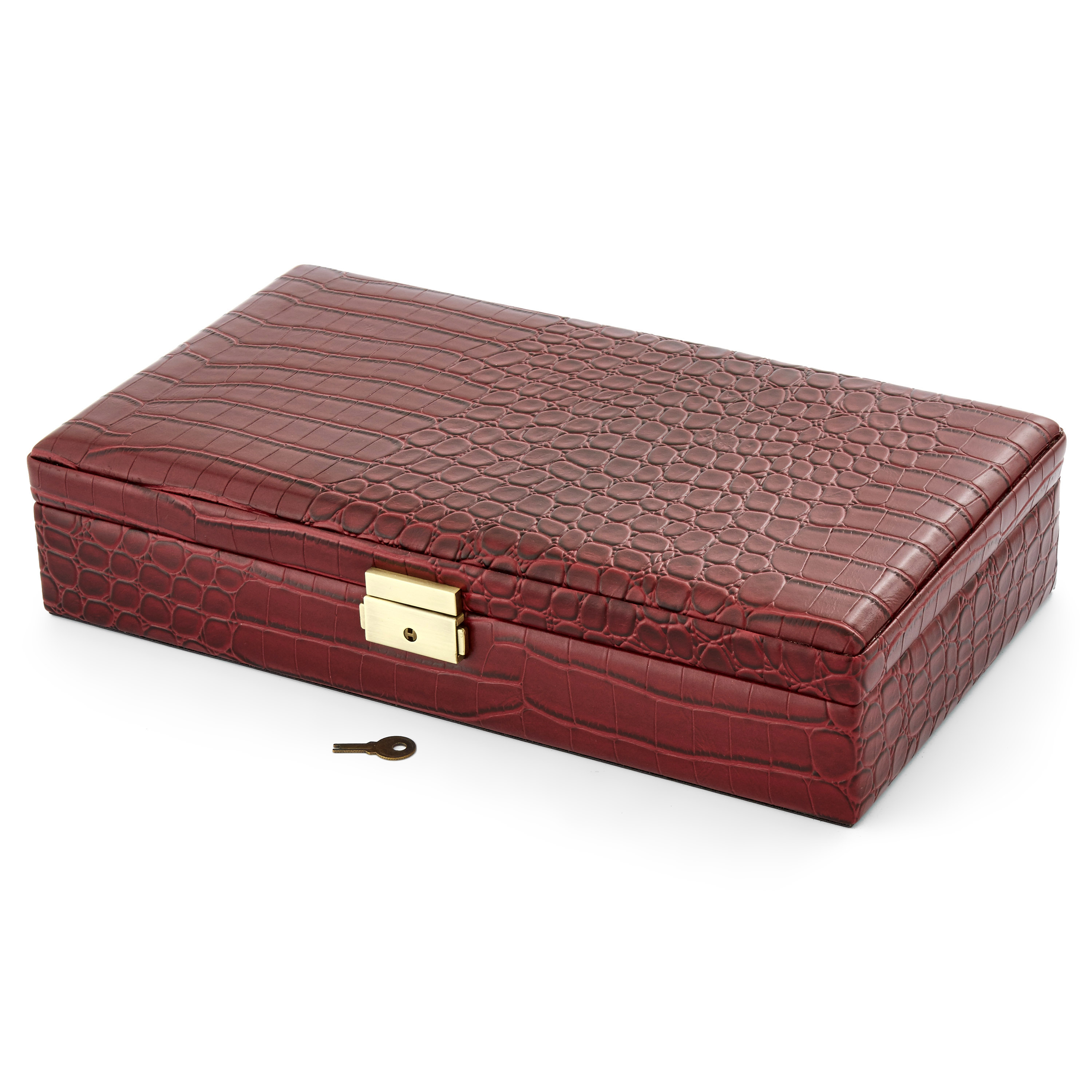 Crimson Alligator Patterned Wood Cufflinks Box - 3