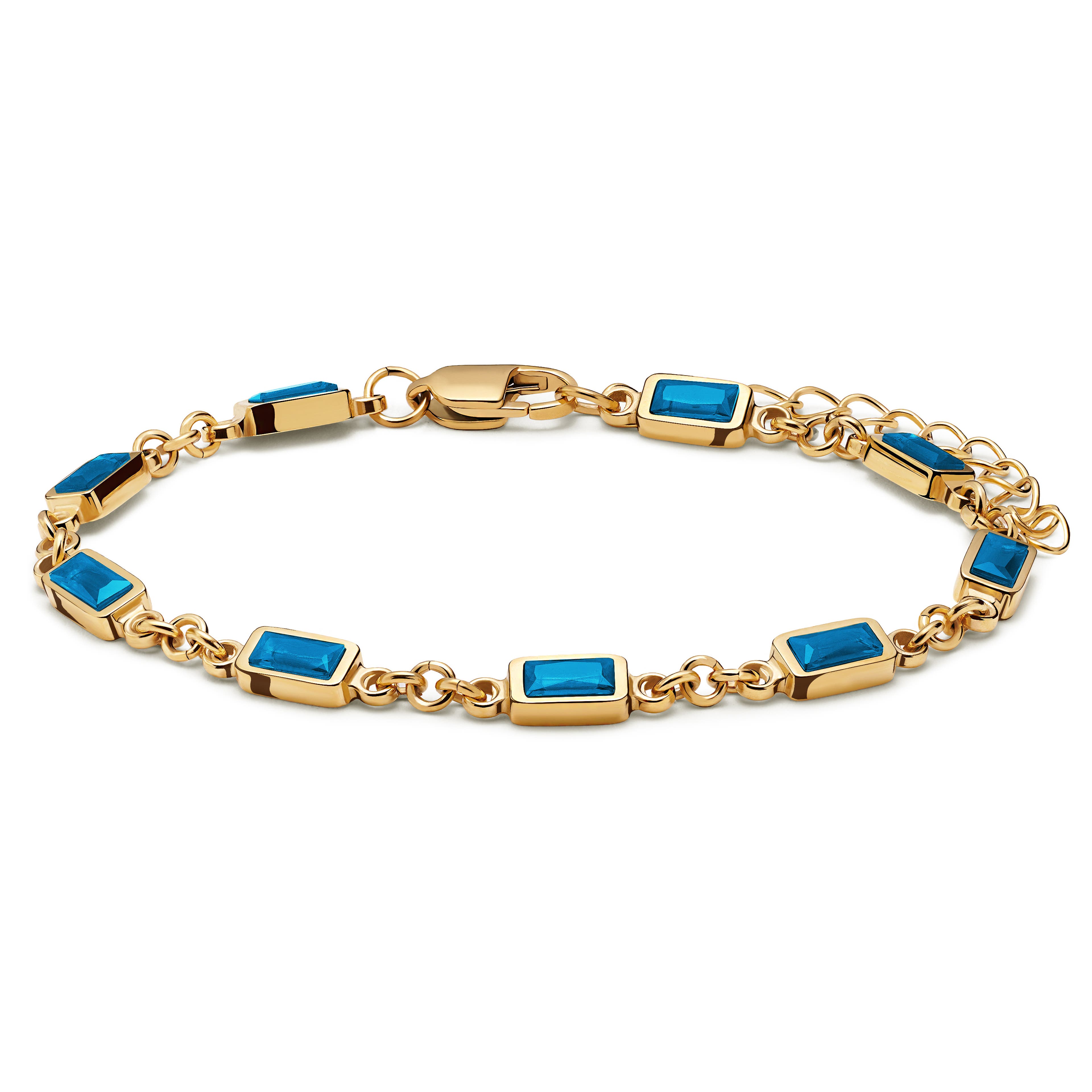 Prism | Zapestnica v zlatem tonu z modrimi steklenimi kristali Prism | Zapestnica v zlatem tonu z modrimi steklenimi kristali