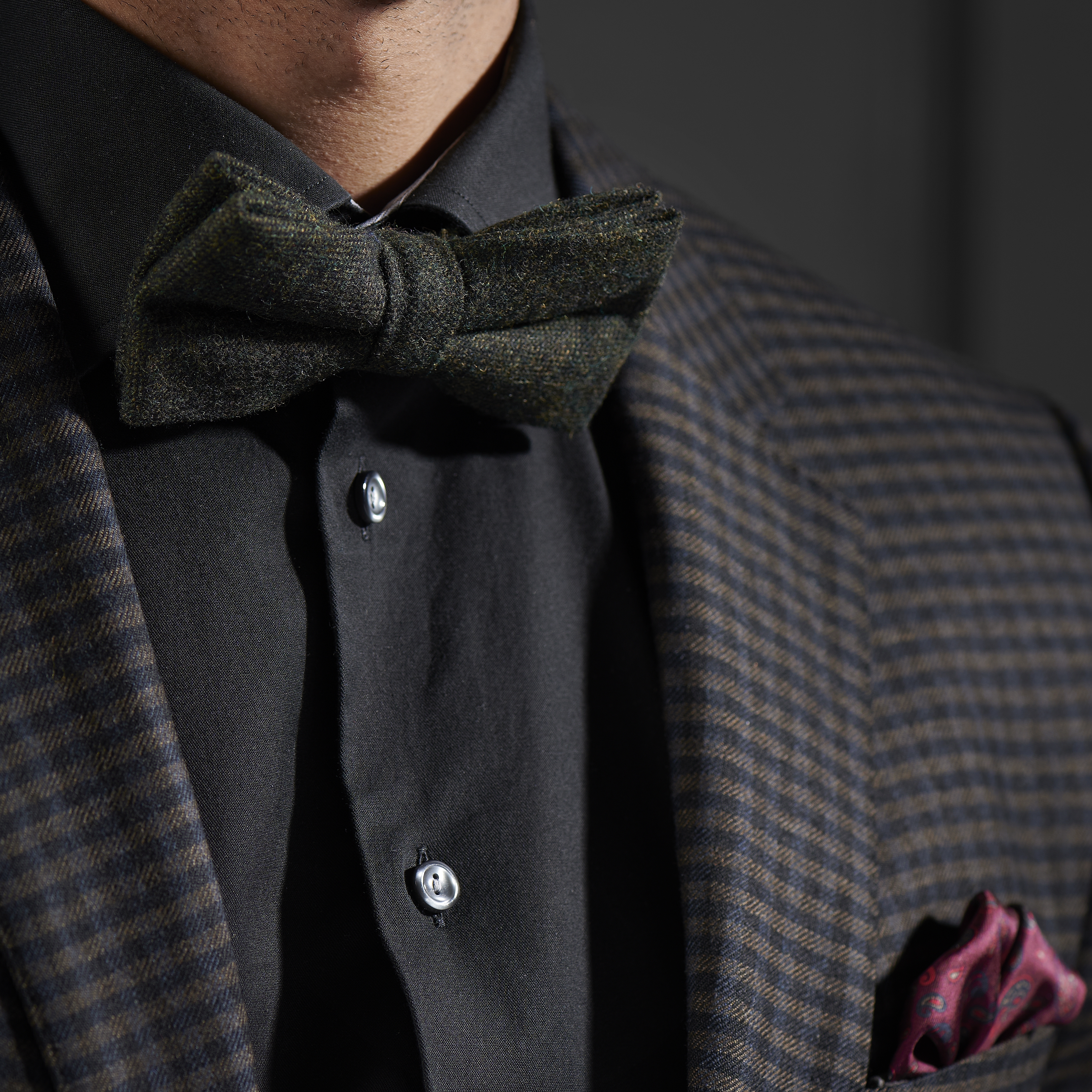 Pajarita de lana verde oscuro - 3