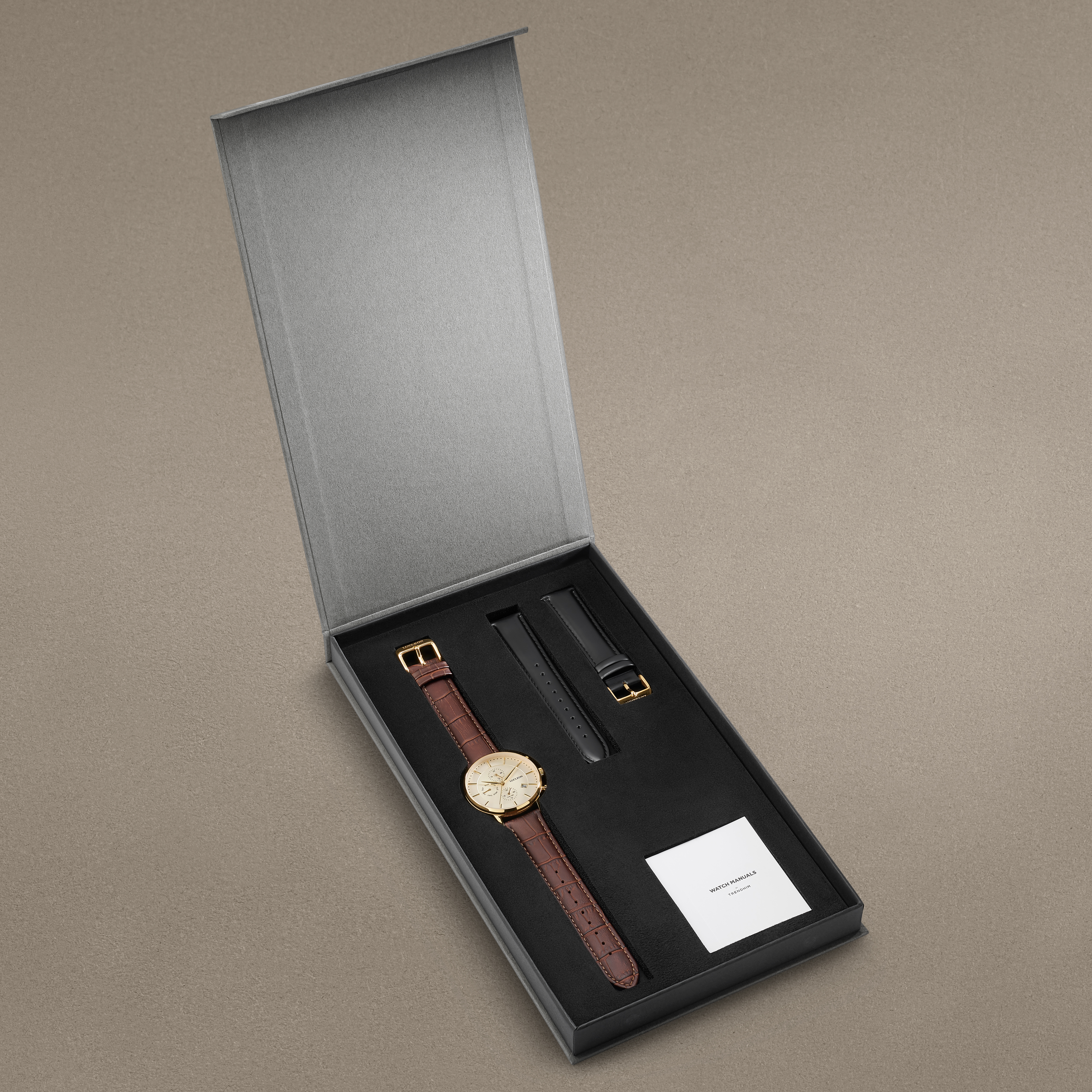 Goldfarbene Dual-Zeit Anzugsuhr Geschenkbox - 2