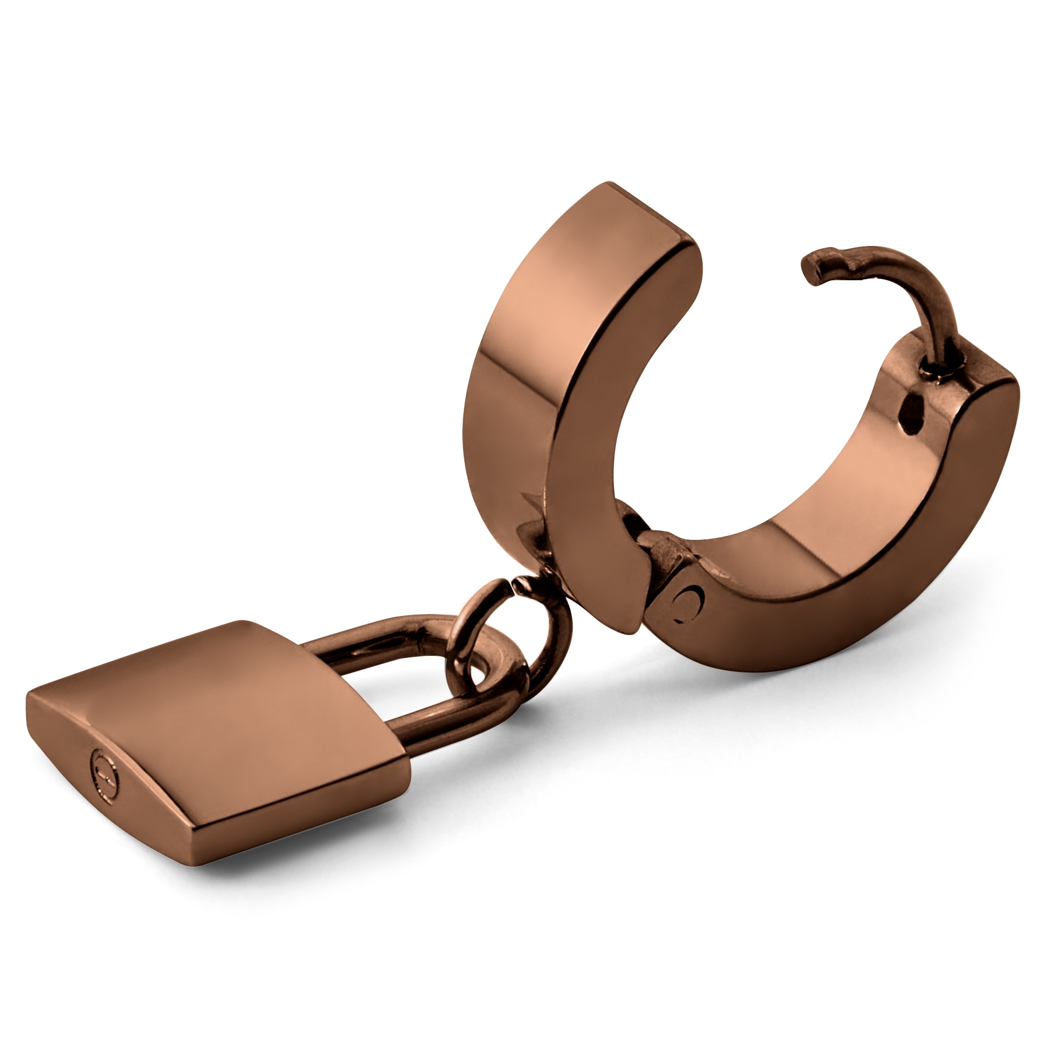Floyd | Copper-Tone Stainless Steel Padlock Hoop Earring - 2