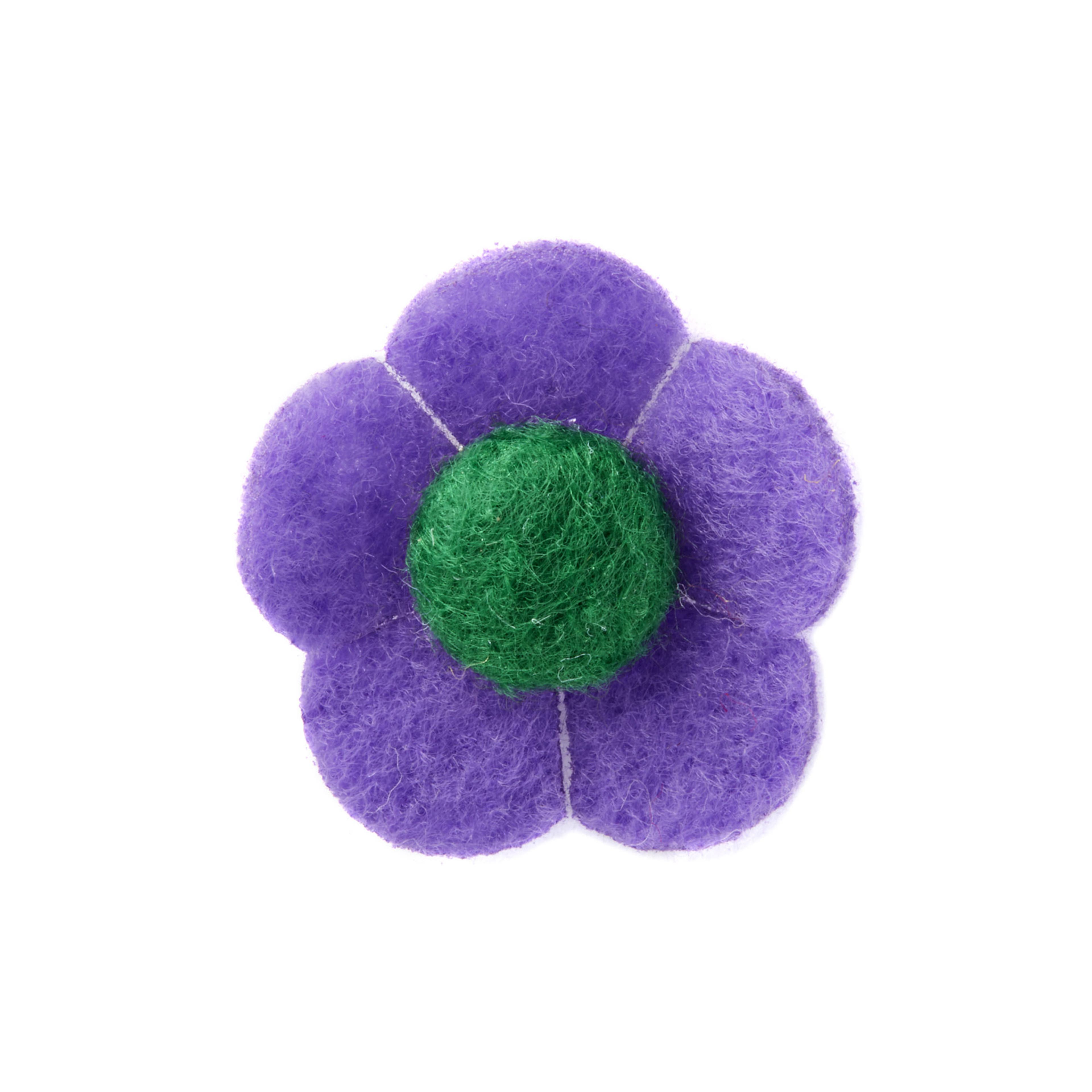 Purple & Green Felt Flower Lapel Pin