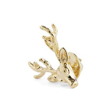 Gold-Tone Reindeer Lapel Pin