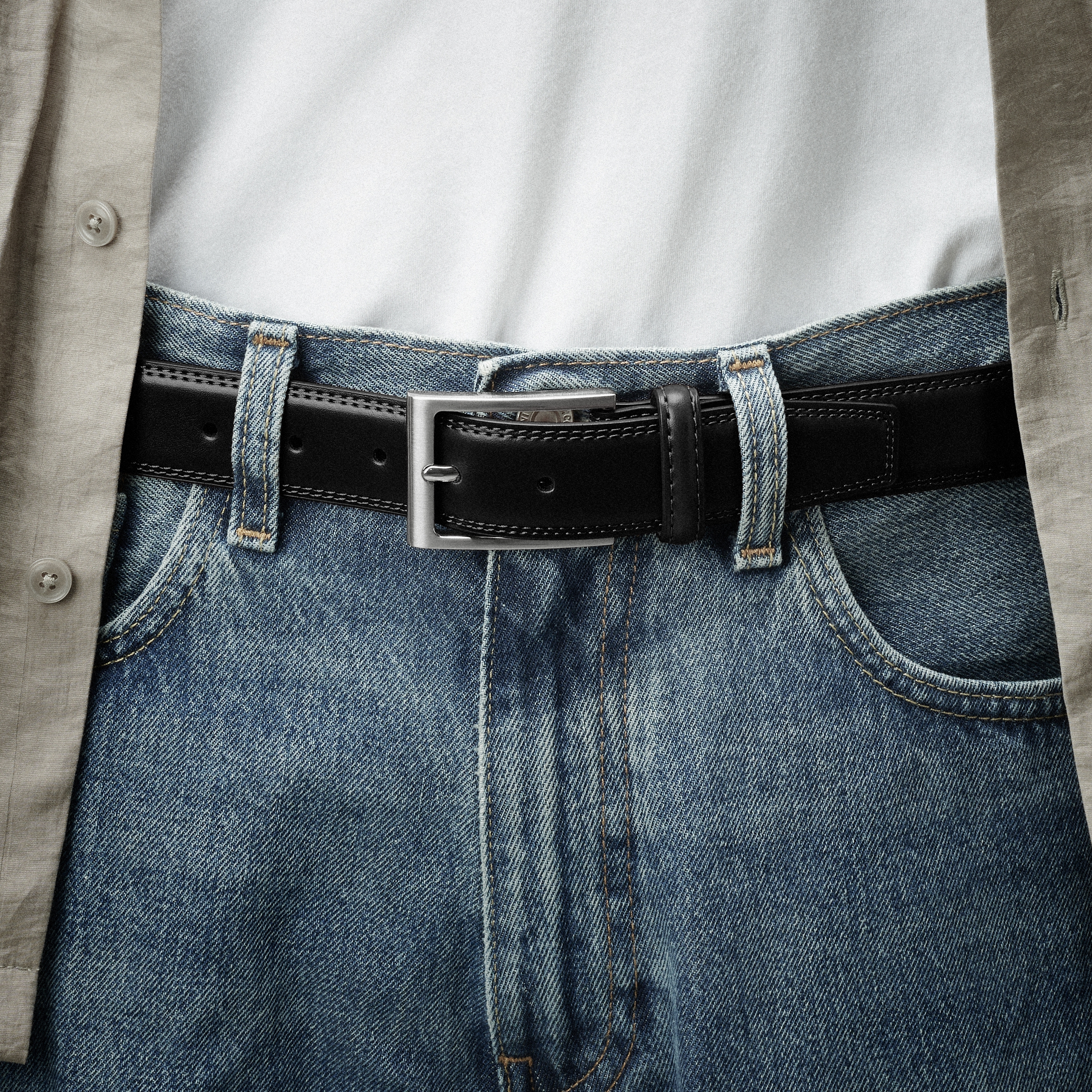 Black Glossy Faux Leather Belt - 3