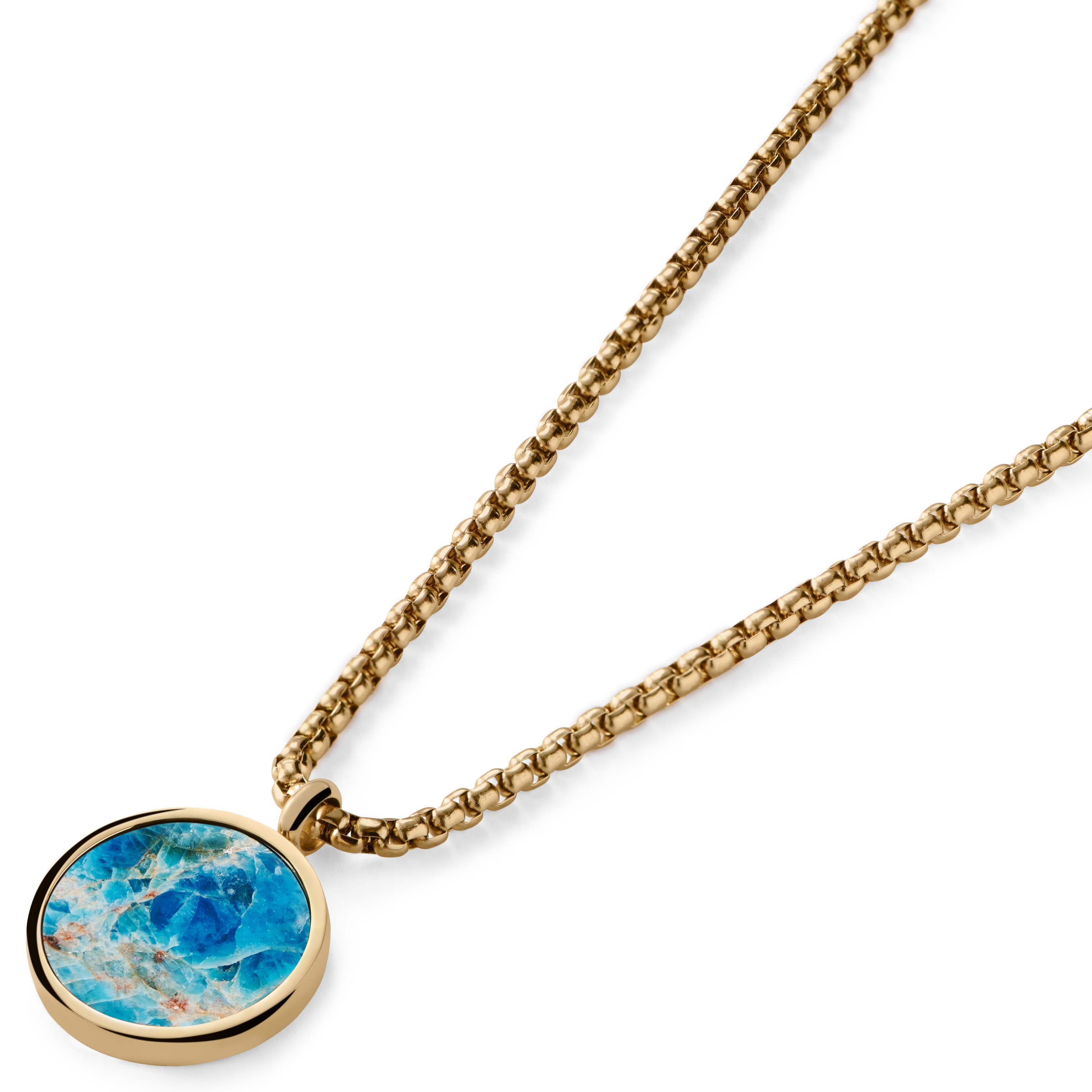 Orisun | Collier doré à pendentif rond en pierre d'apatite - 4