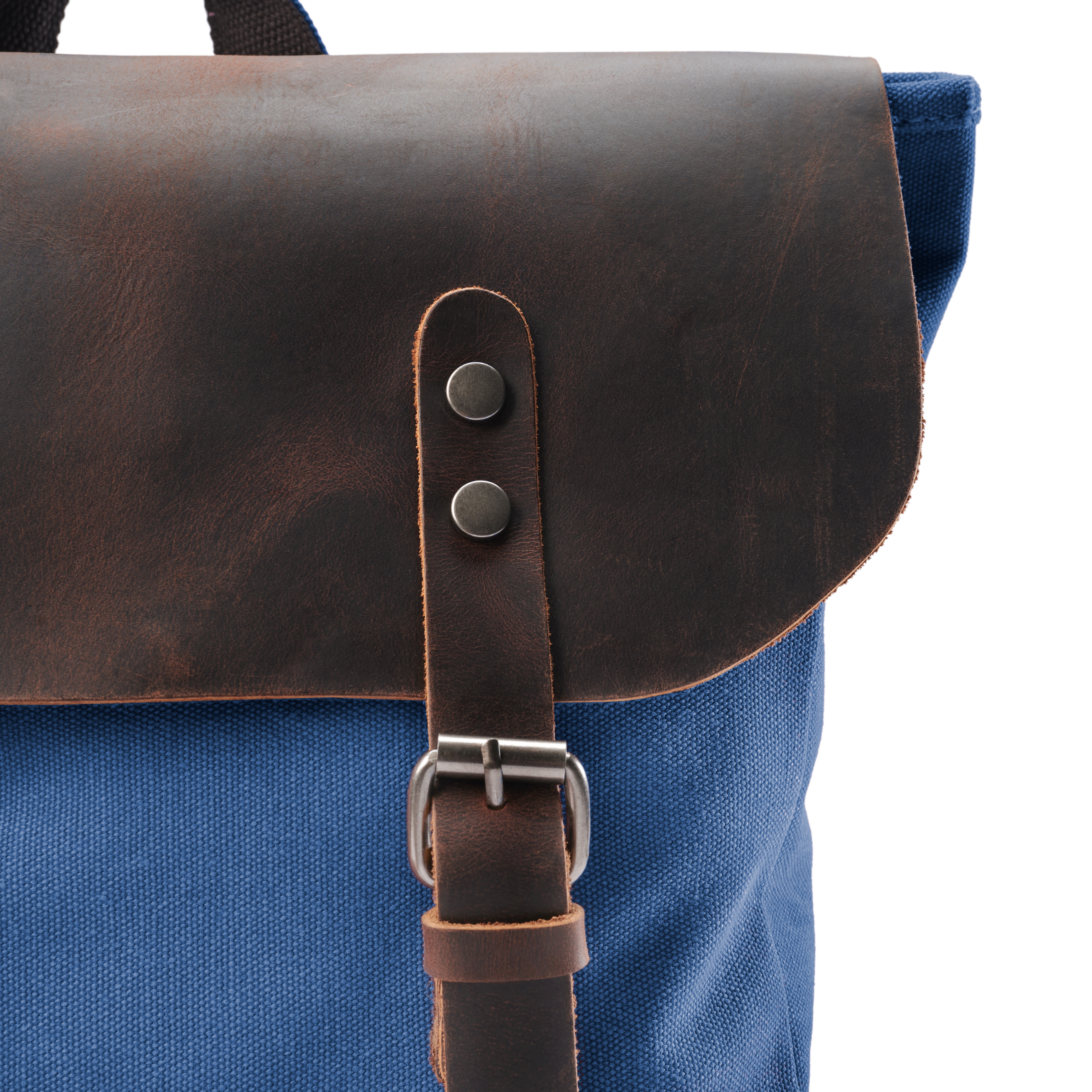 Vintage Μπλε Navy Σακίδιο Πλάτης (Backpack) από Δέρμα & Καμβά - 7