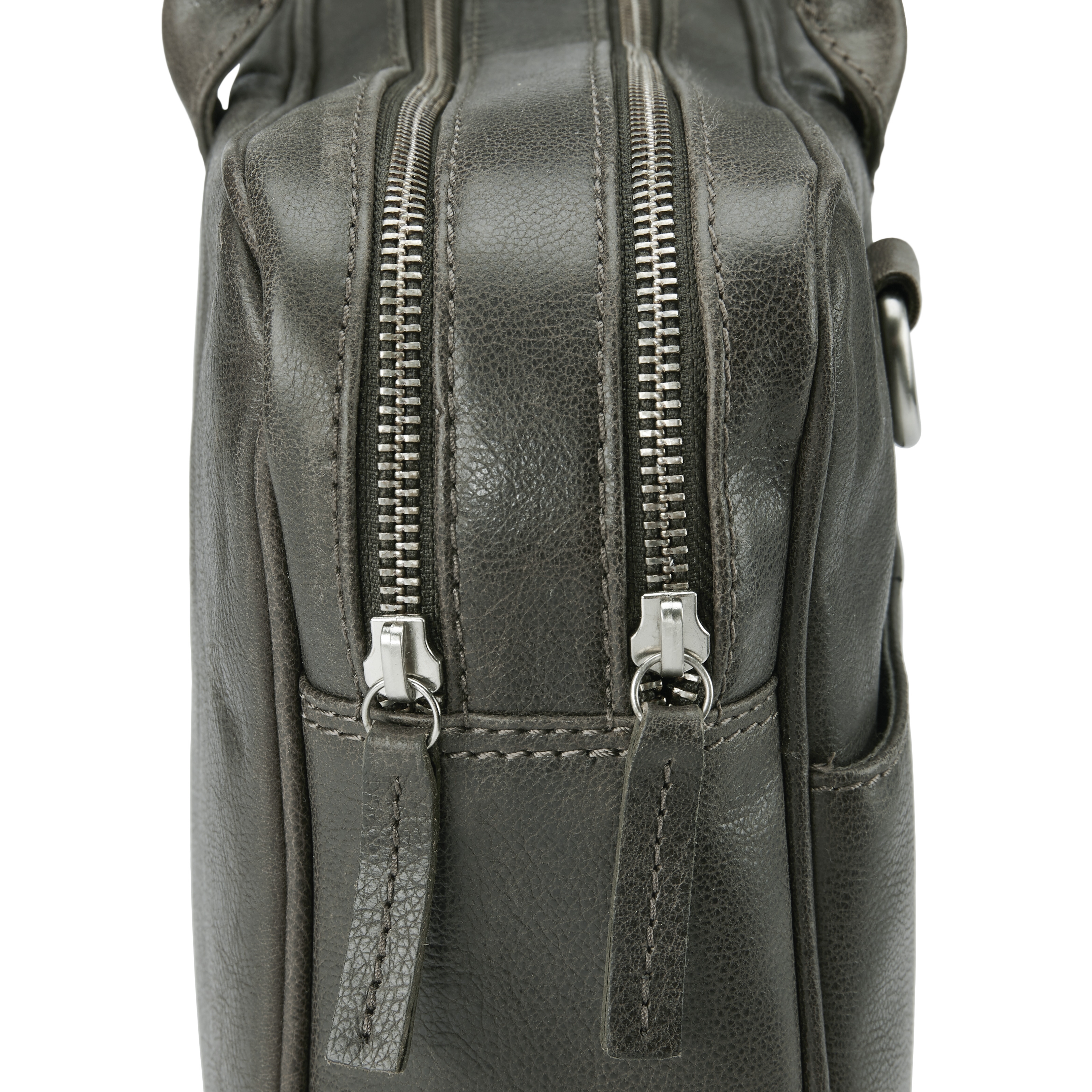 Licio Executive Braungraue Ledertasche Mit Doppel Reißverschluss - 7