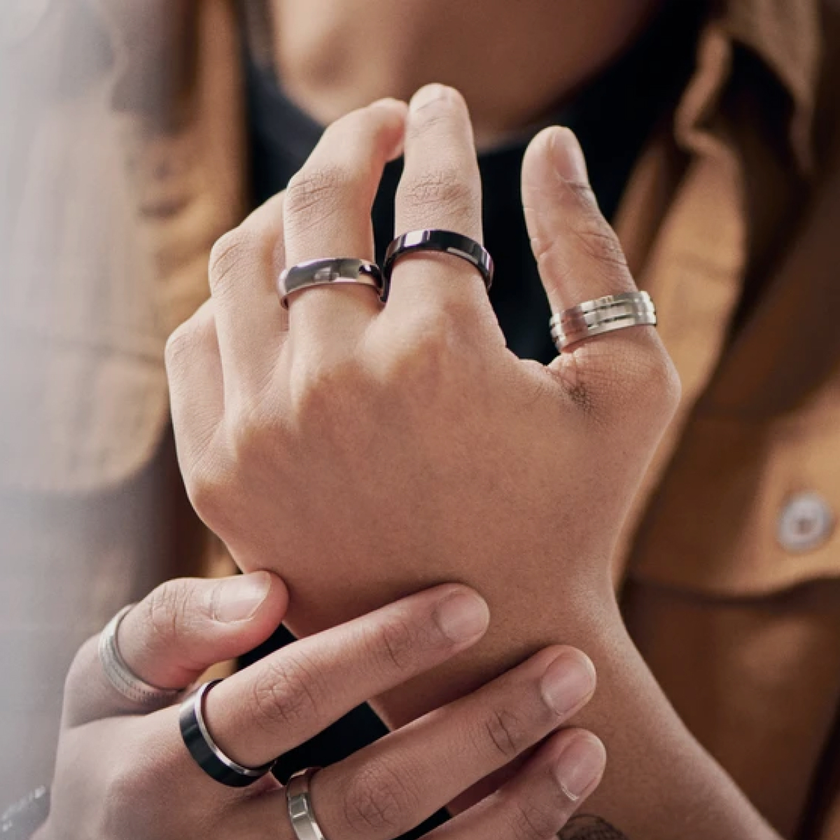 Titanium ring with dark detail