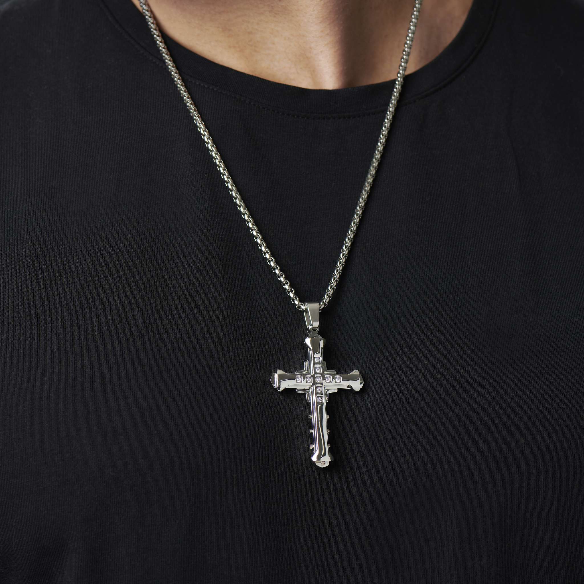 Collier Croix Chr tienne En Acier Stratifi Et Pierres En Stock collier-croix-chr-tienne-en-acier-stratifi-et-pierres-en-stock