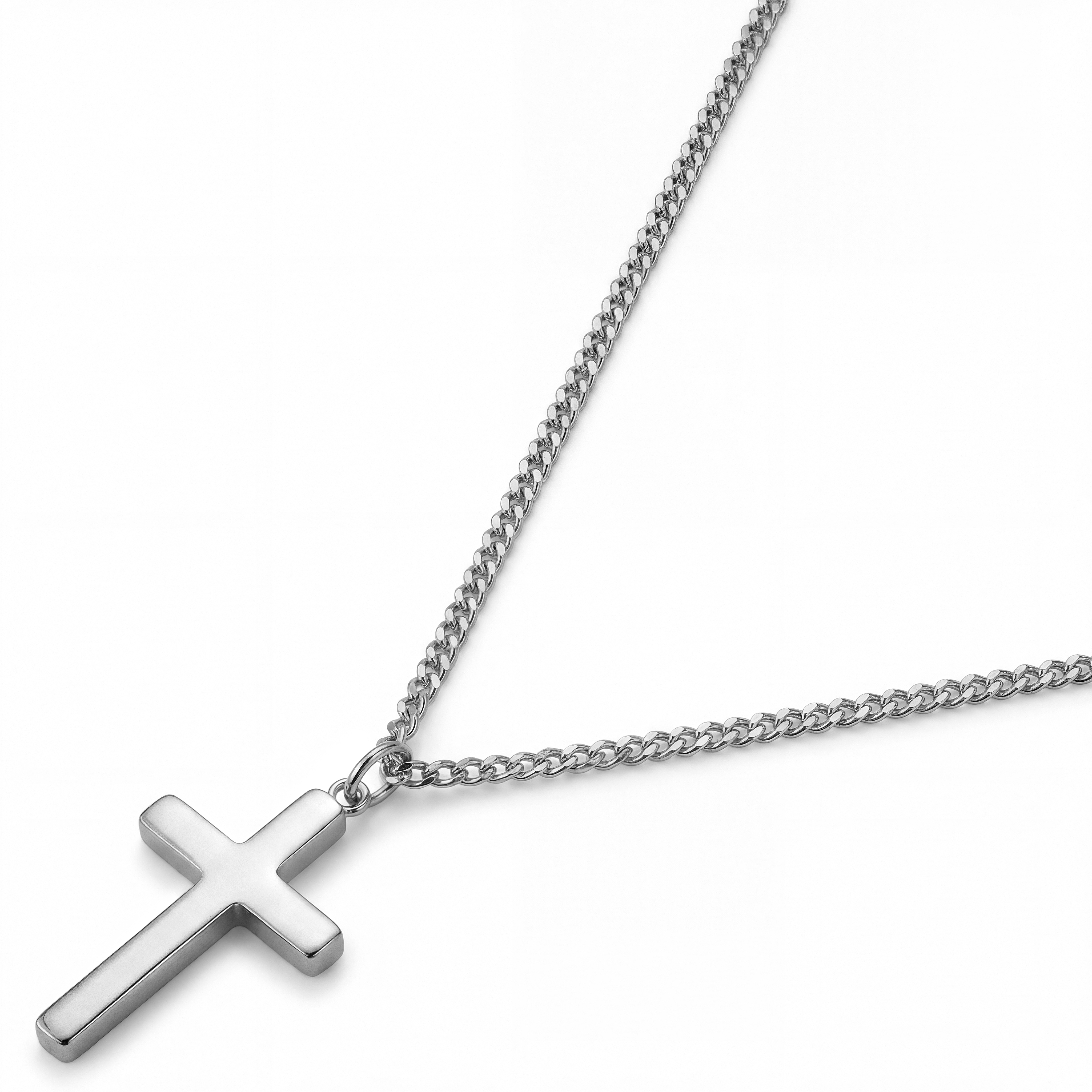 New Classics | Sølvtonet Rustfrit Stål Kors Halskæde - 2 mm - 2