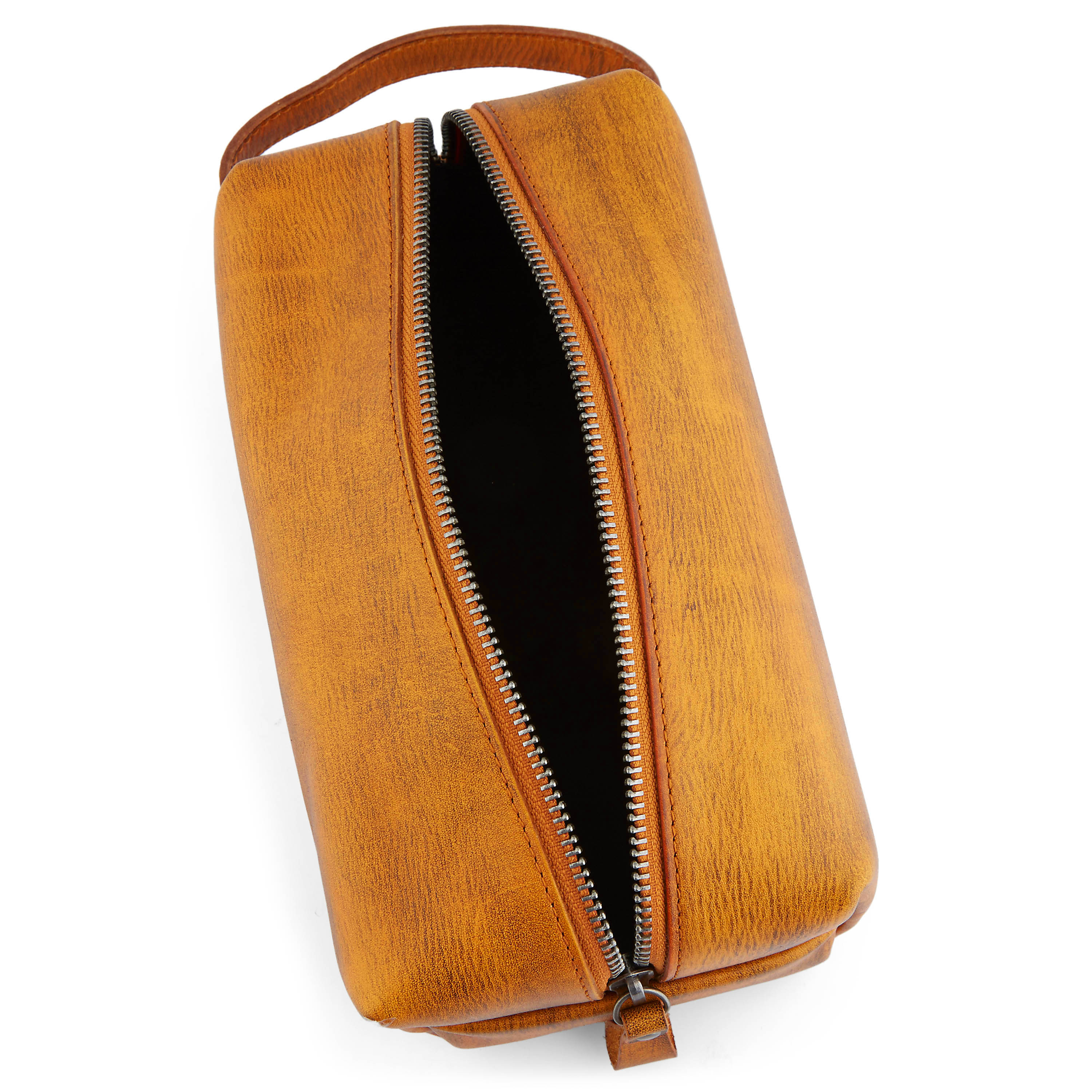 Keltaruskea nahkainen toilettilaukku - 2