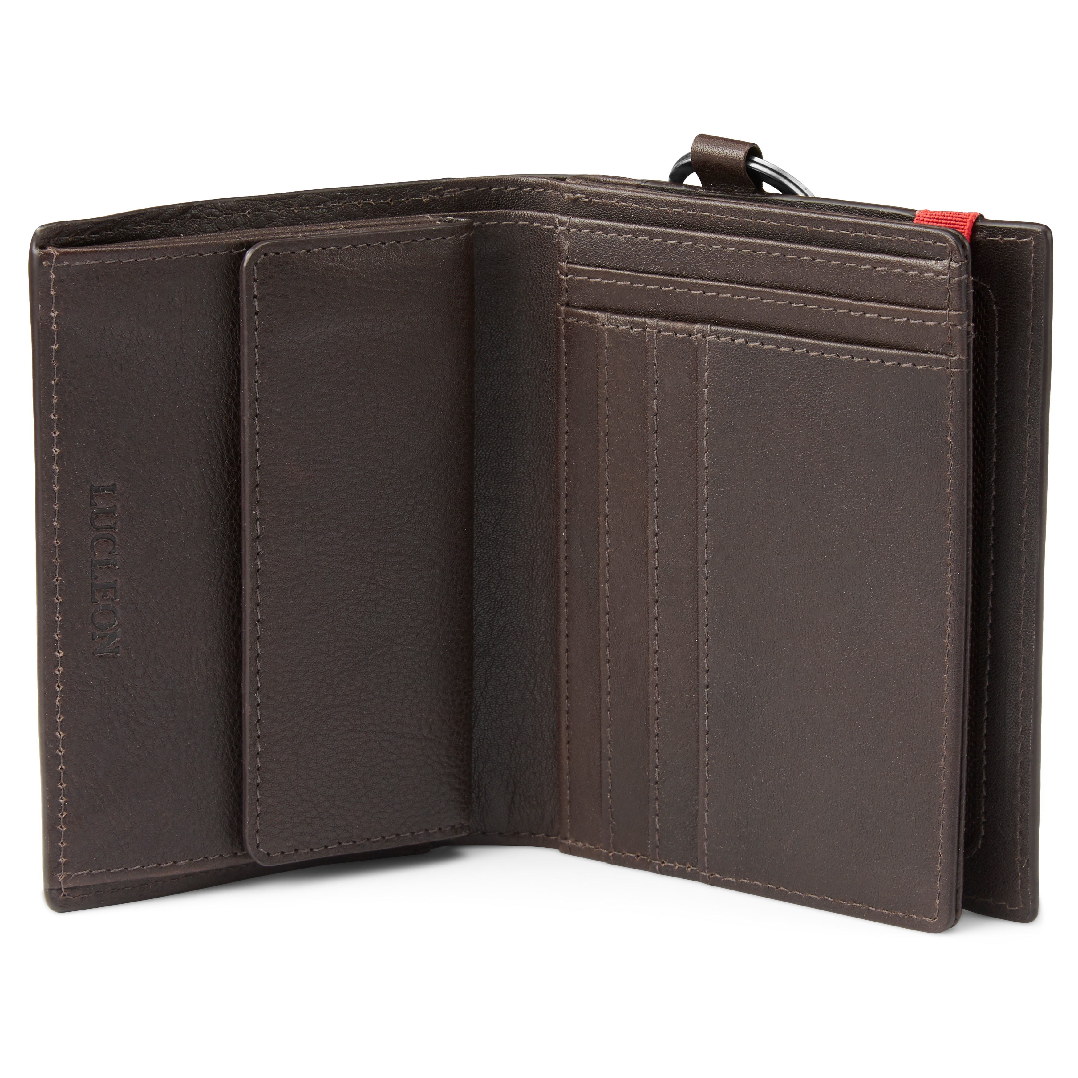 Lonnie Dark-Brown Leather RFID-Blocking Wallet with Keyring  - 3