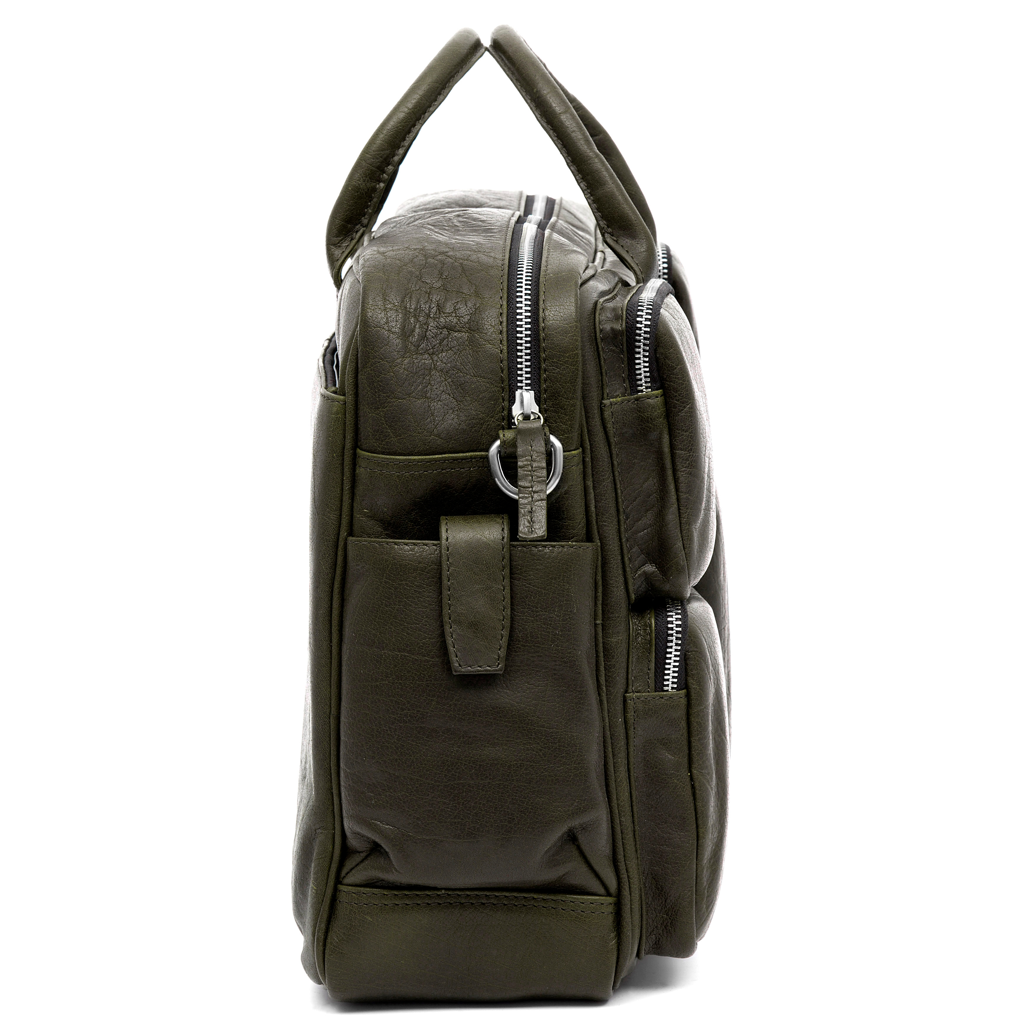 Montreal Safari Olivgrüne Leder Reisetasche  - 4