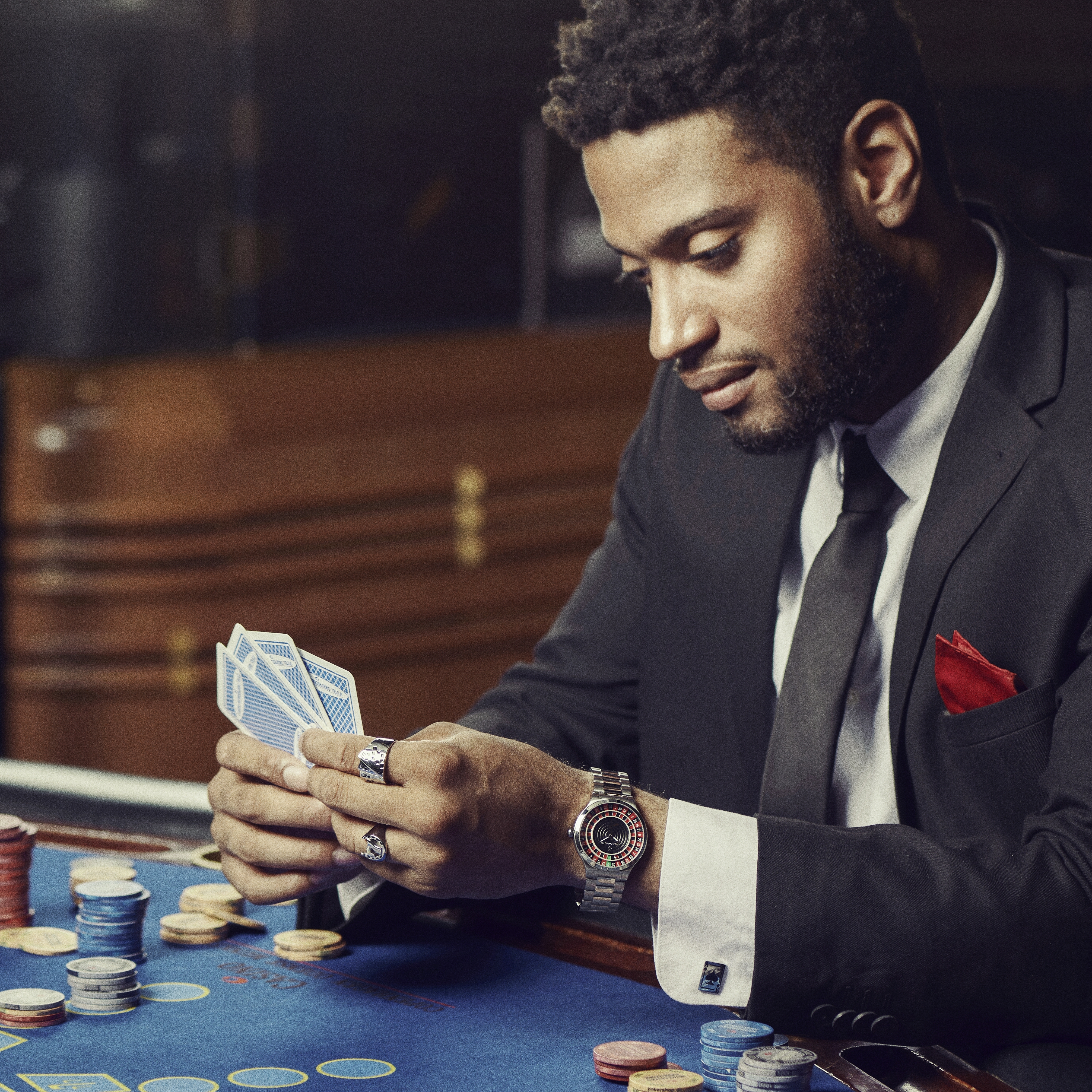 Ace | Srebrzysty sygnet w stylu pokera królewskiego - 6