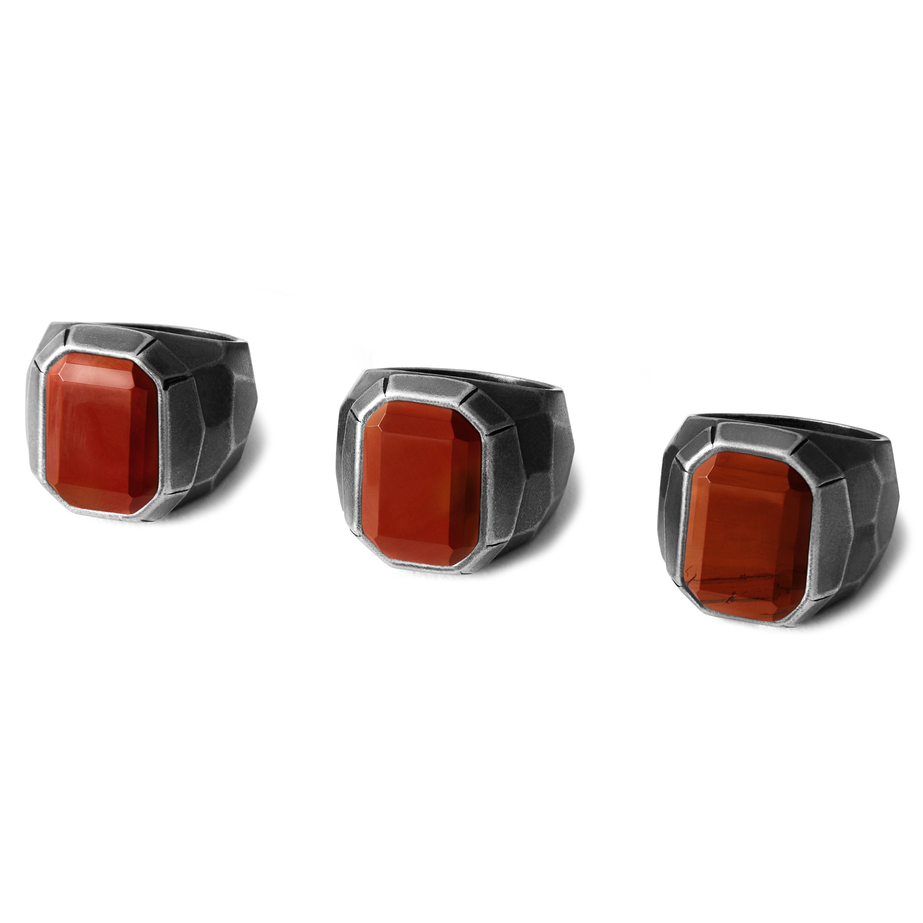 Jax Grey Stainless Steel & Red Jasper Signet Ring - 4