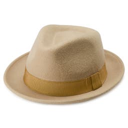 Moda | Light Beige Wool Trilby Hat With Beige Band