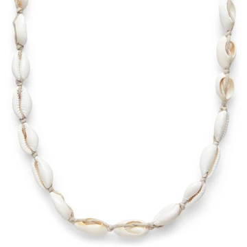 Cowrie | Drift kestaga kaelakee helepruuni nööriga Cowrie | Drift kestaga kaelakee helepruuni nööriga