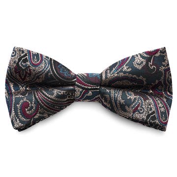 Dark Blue & Dark Green Paisley Pattern Silk Pre-Tied Bow Tie Dark Blue & Dark Green Paisley Pattern Silk Pre-Tied Bow Tie