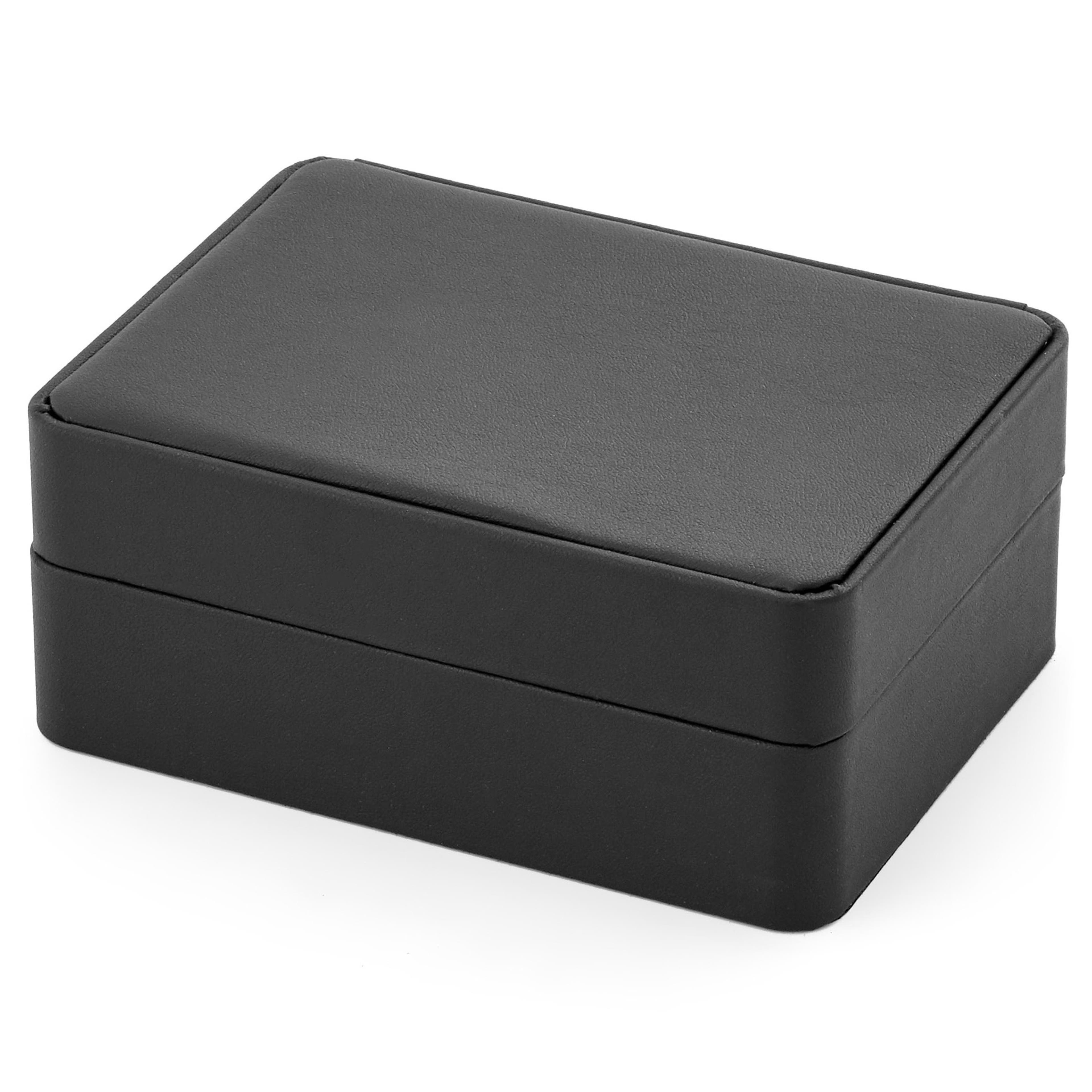 Matte Black PU Leather Cufflinks Box for 6 Cufflink Sets