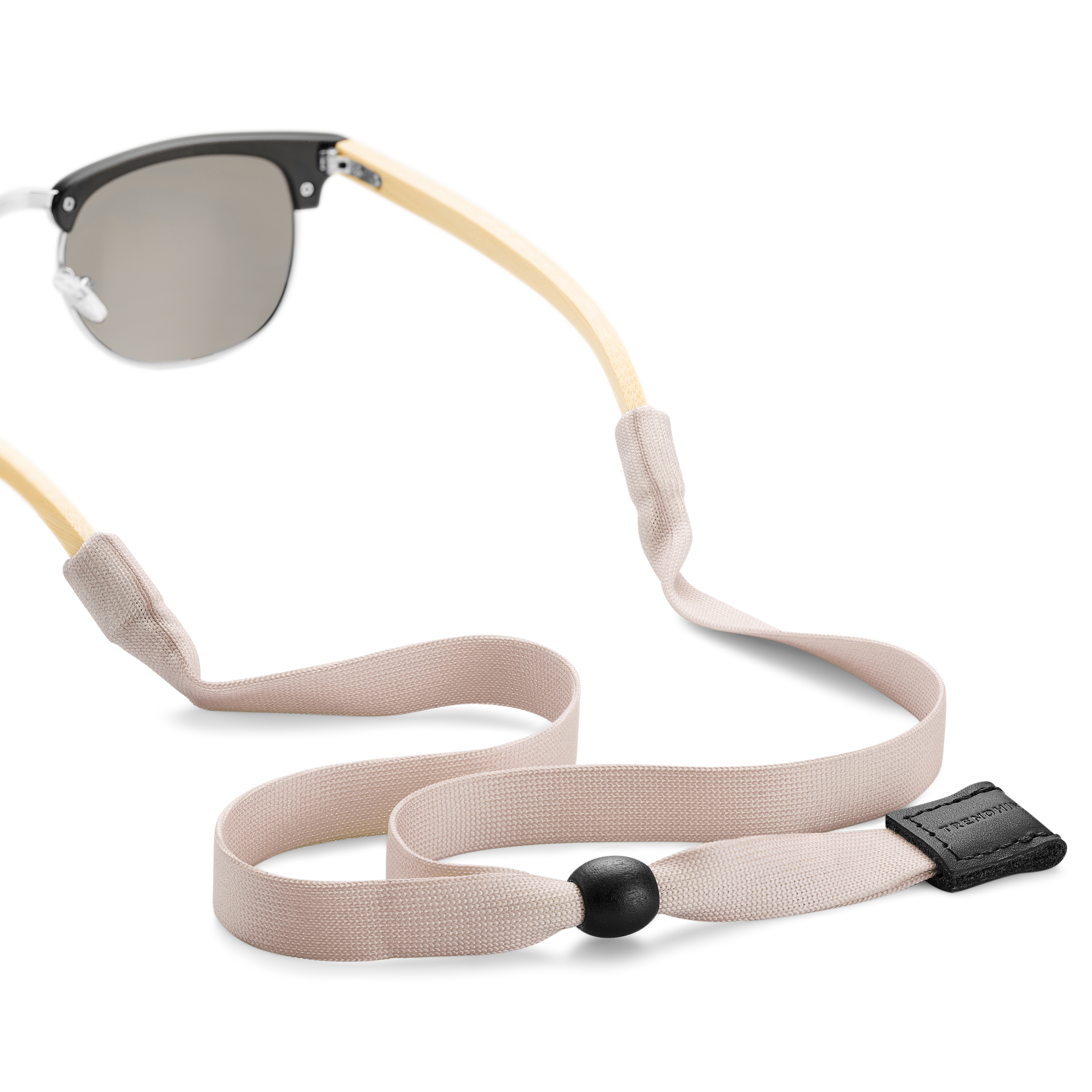 Cordon à lunettes large beige et cuir - 6