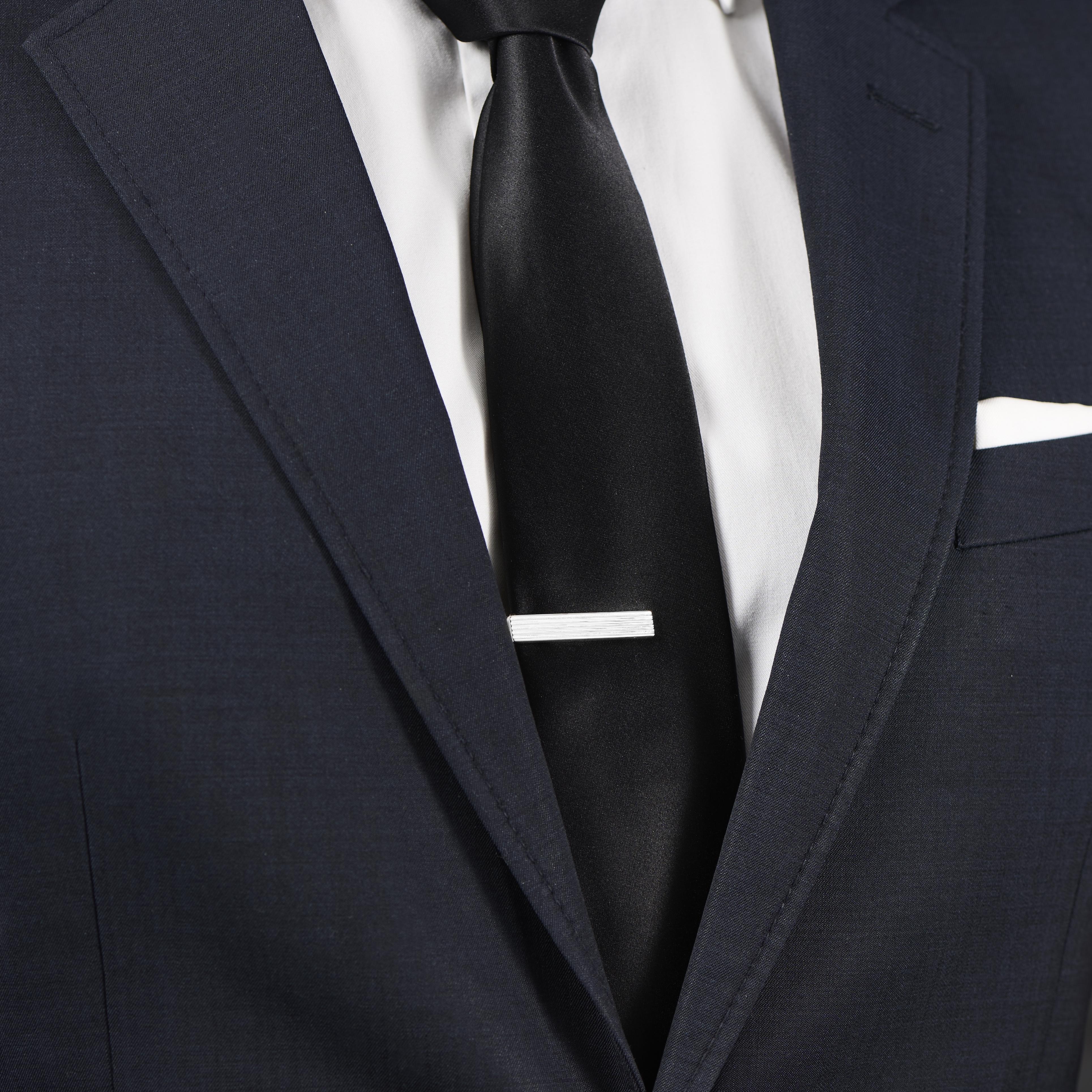 Pasador de corbata corto surcado plata 925s - 4