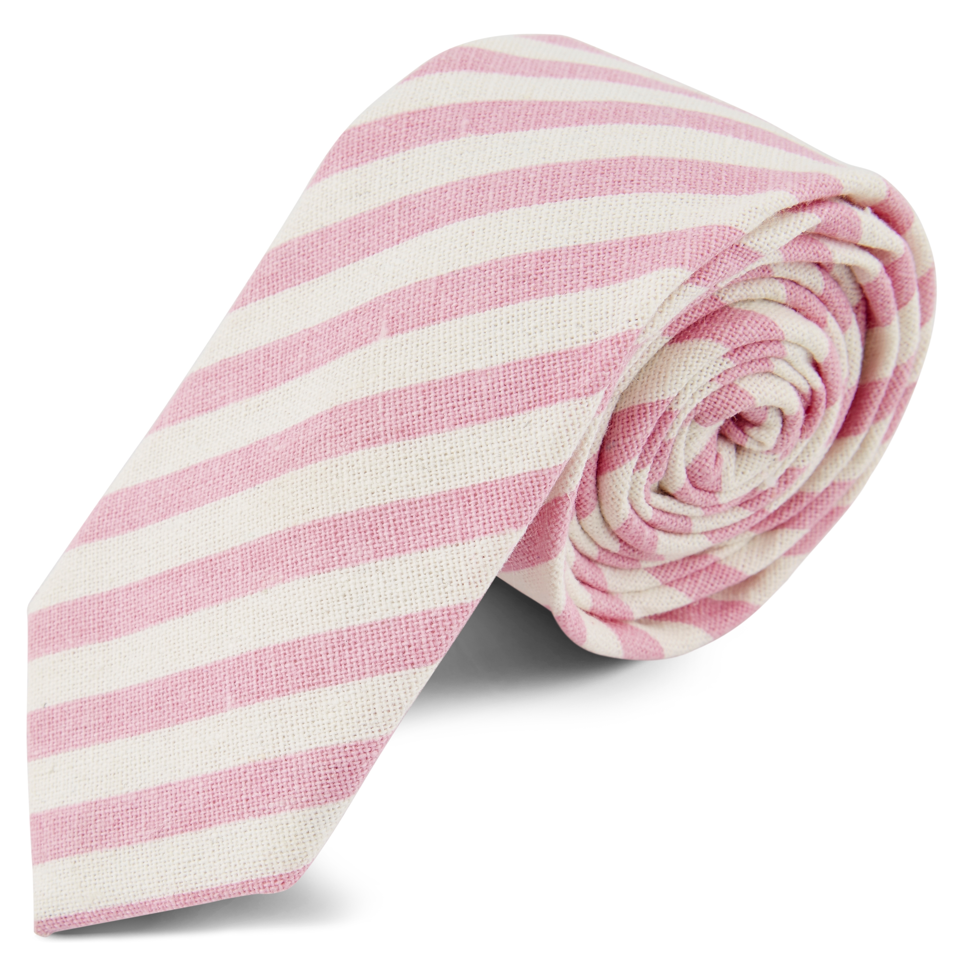 Weiß &amp; Rosa Gestreifte Krawatte - 1