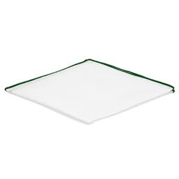 Λευκό Τετράγωνο Μαντήλι Τσέπης με Πράσινες Άκρες