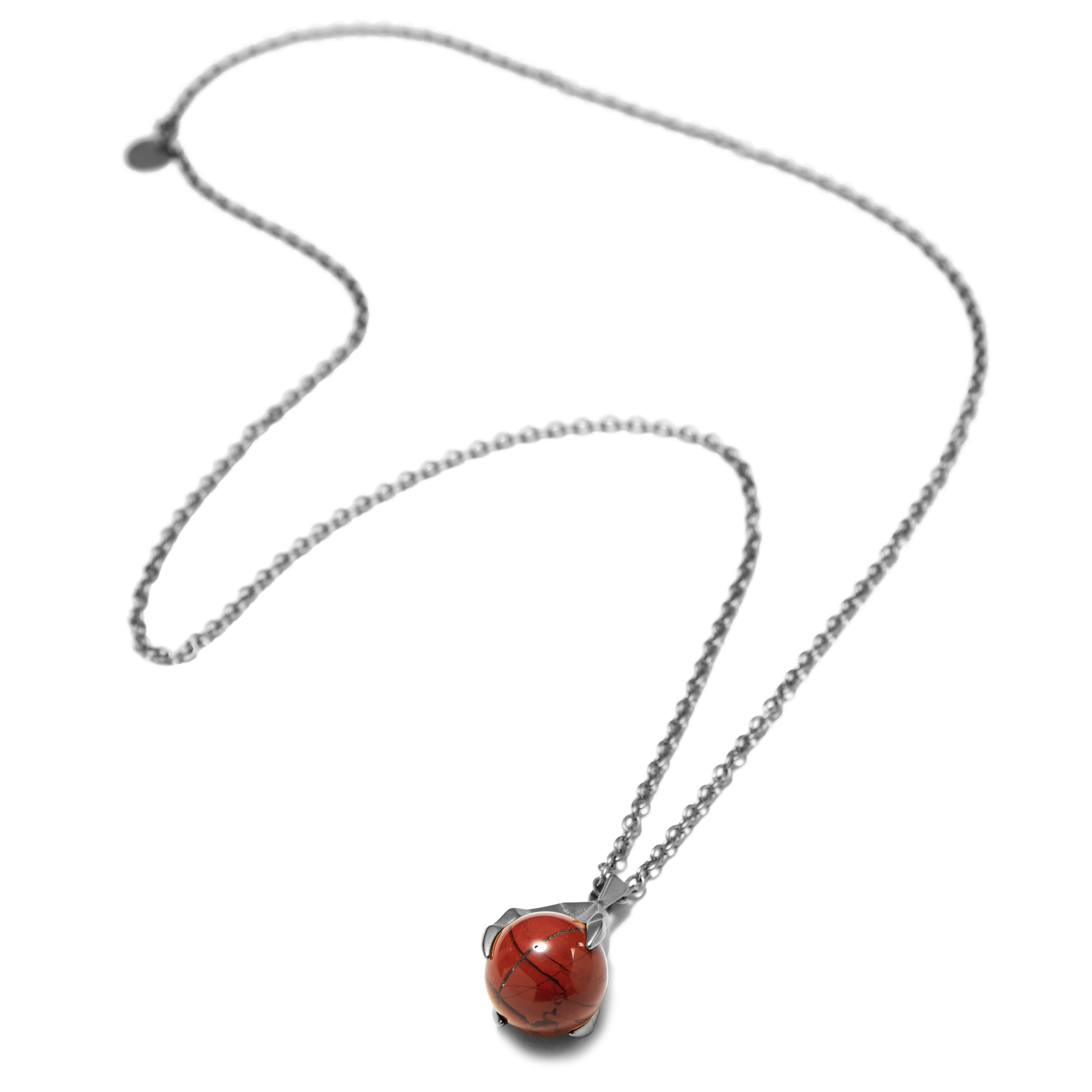 Jax Stainless Steel Claw Necklace with Red Jasper Stone - 3