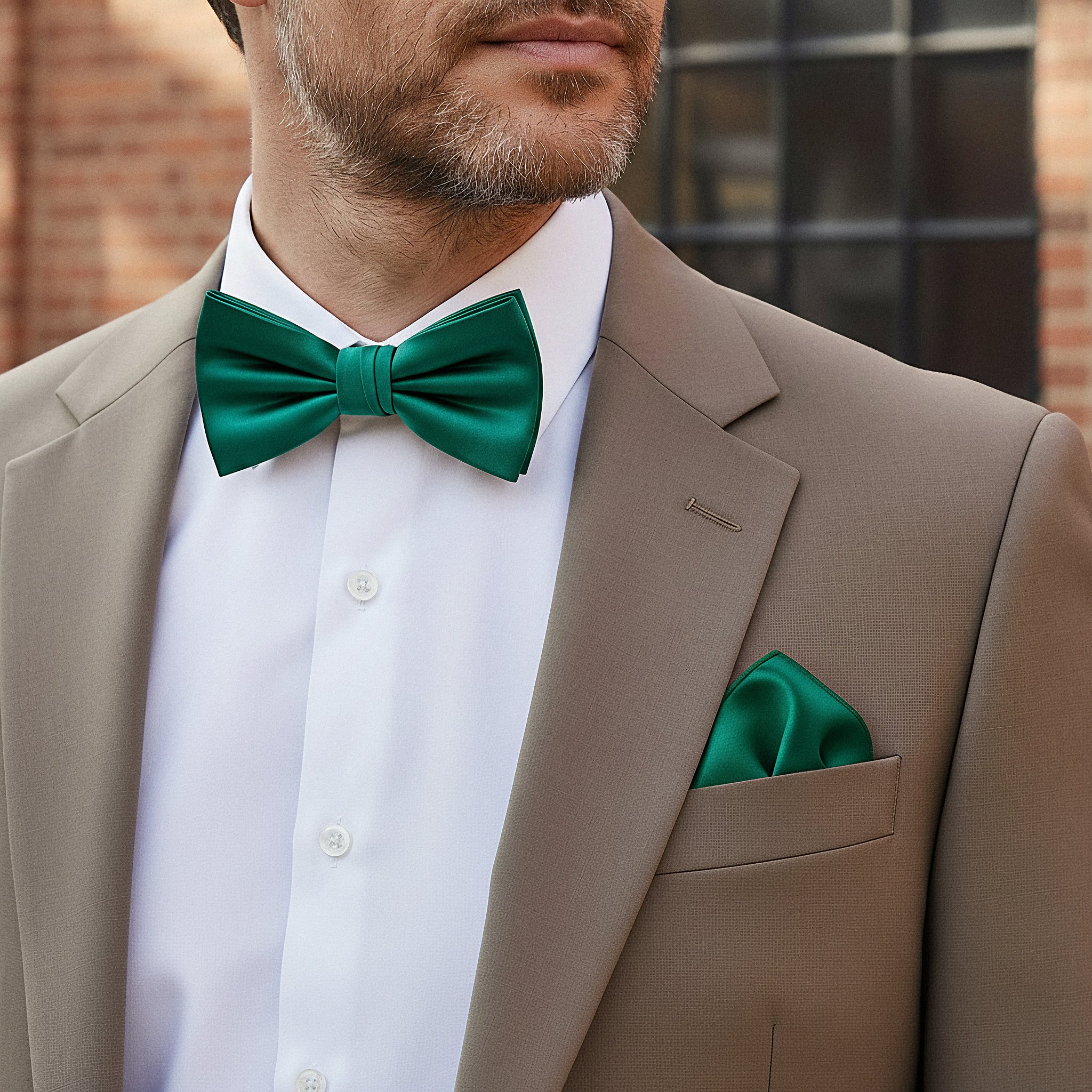 Smaragdgrønn ferdigknyttet satengsløyfe - 3